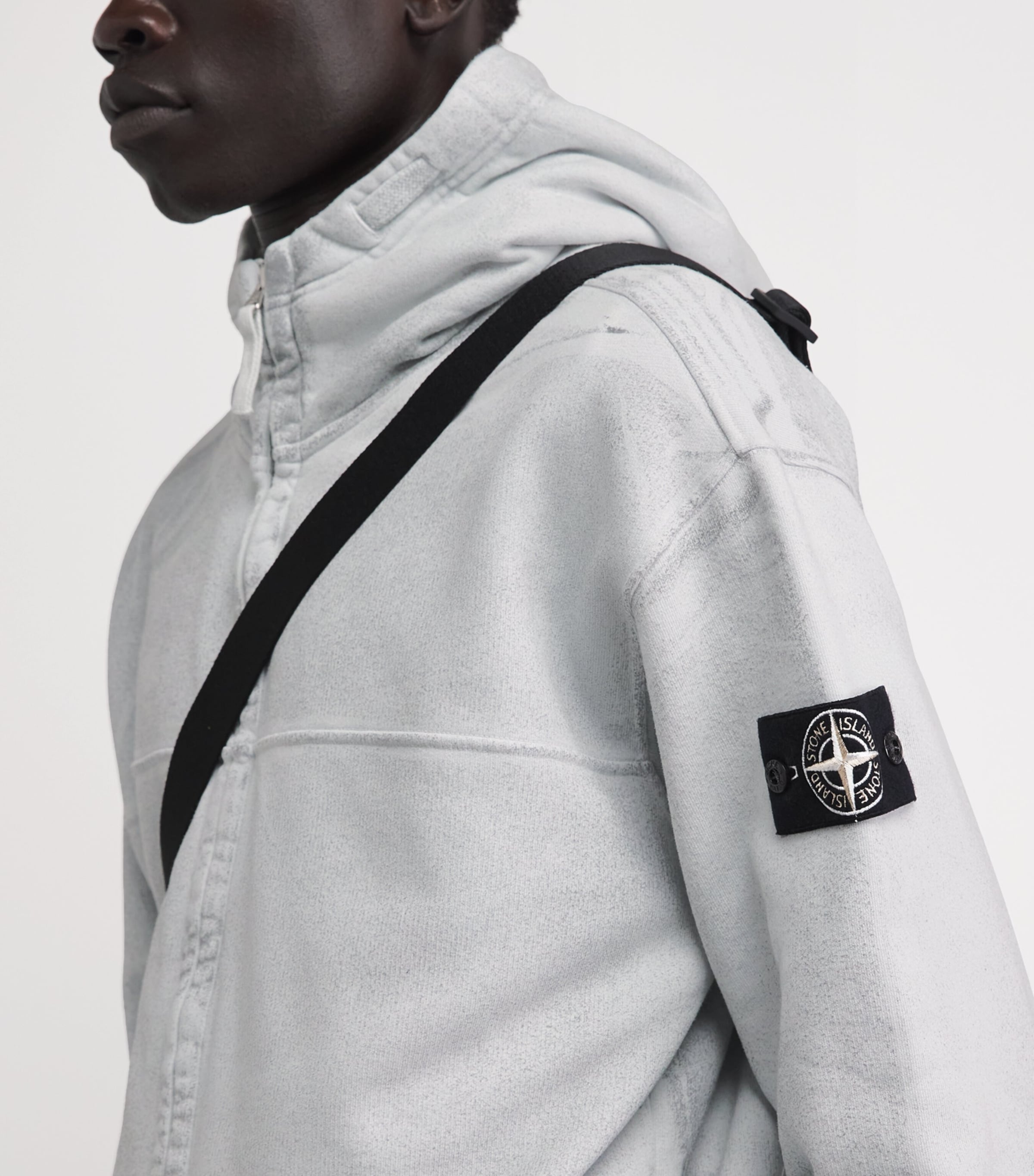 Stone Island Mens Cotton Fleece Laminated Hoodie Image 3