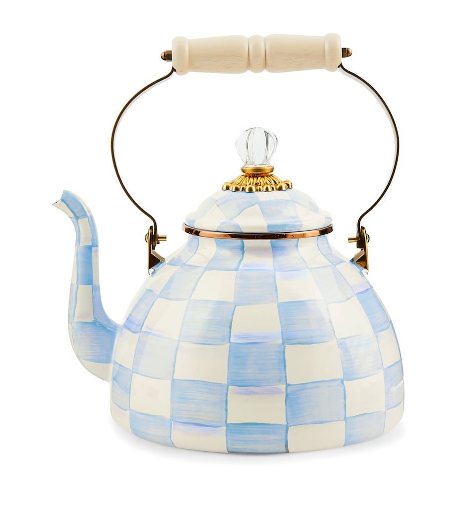 MacKenzie-Childs Sky Check 3-Quart Tea Kettle (3.4L) Blue Image 1