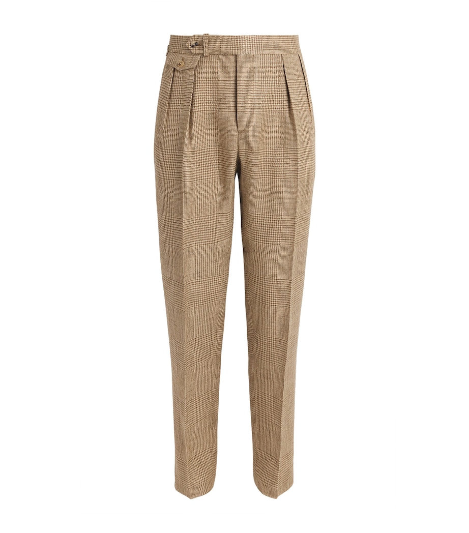 Polo Ralph Lauren Mens Silk-Blend Glen Plaid Trousers Brown/tan Image 1