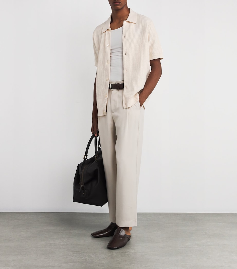 Organic Cotton Nolan Button-Up Polo Shirt ECRU 020 Image 2