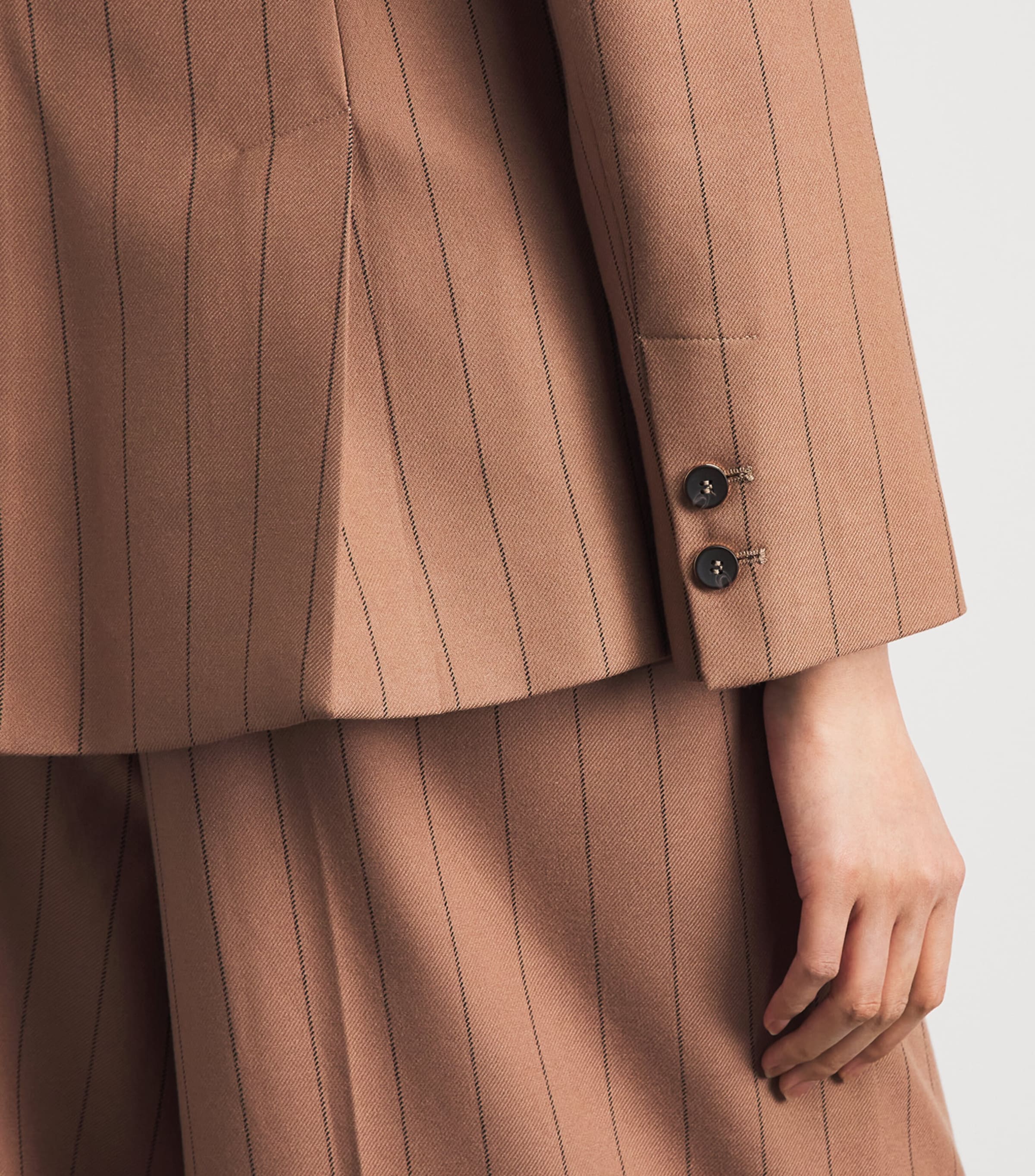 L'Agence Womens Pinstripe Chamberlain Blazer Mcha Tan/brwn Pnstrp Image 3