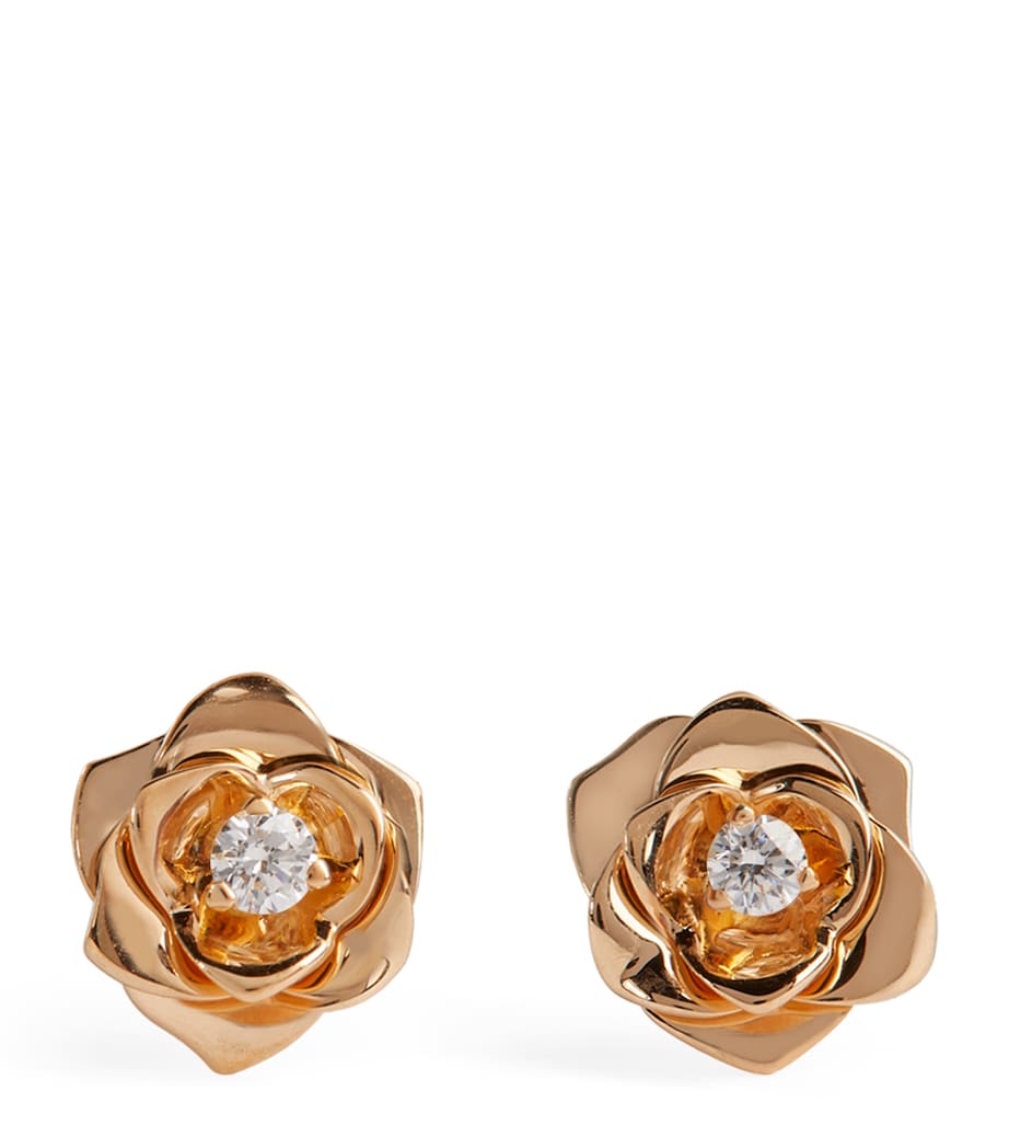 Rose Gold and Diamond Rose Earrings GOLD Image 1