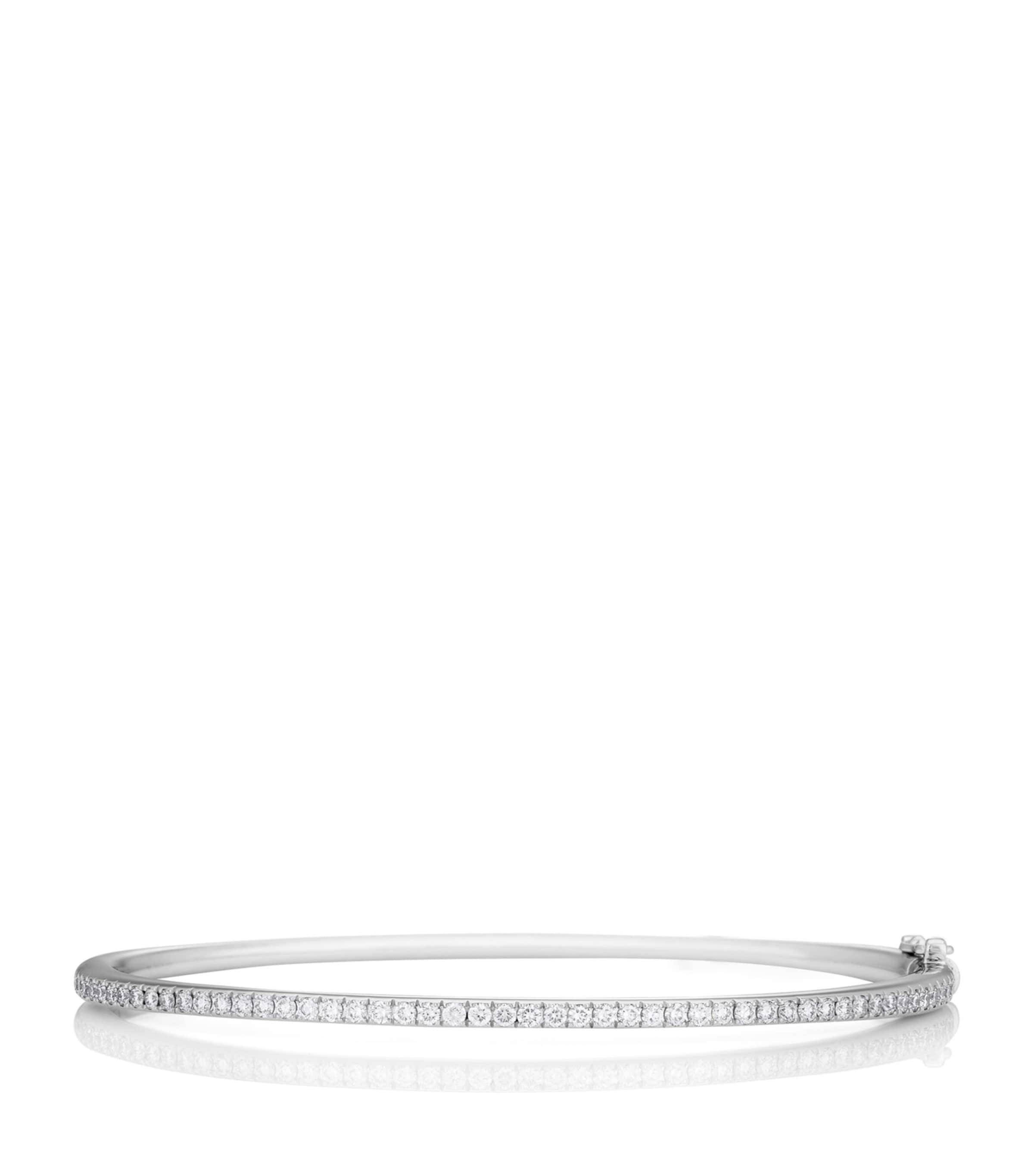 De Beers White Gold And Micropavé Diamond Db Classic Bangle In Metallic