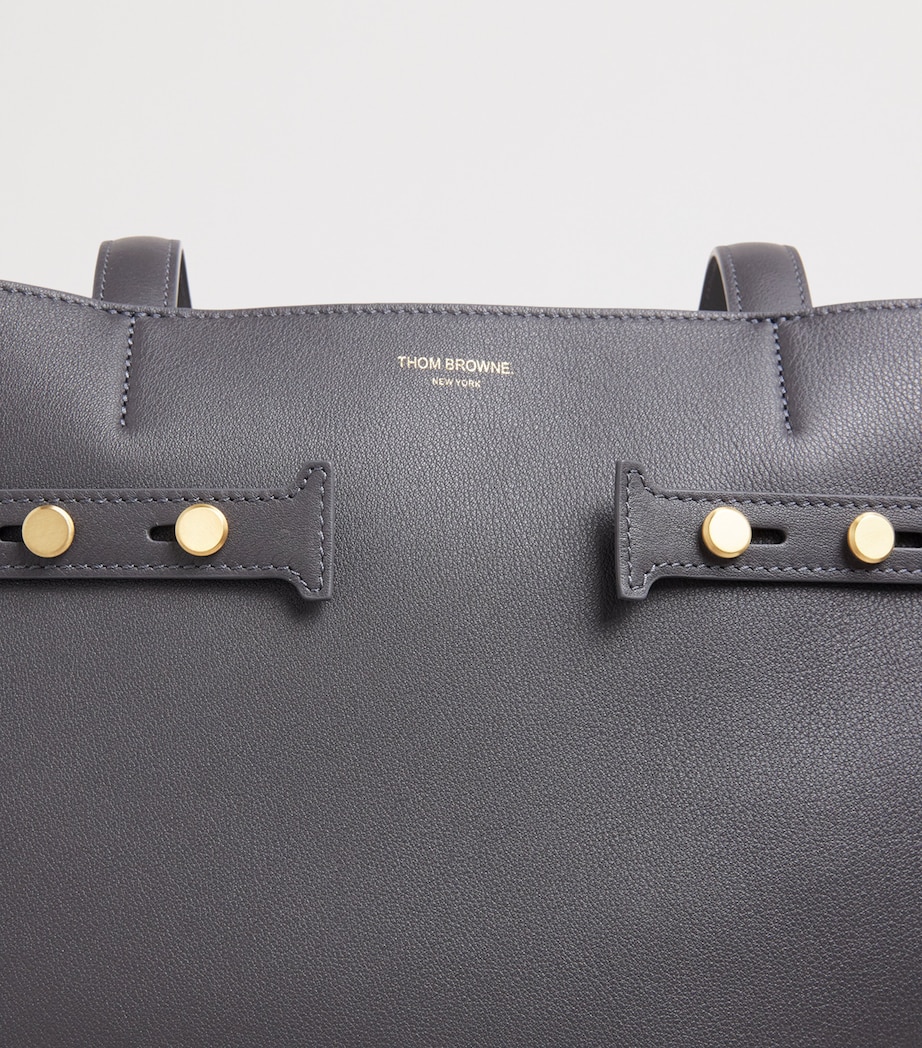 Thom Browne Leather Cabas Tote Bag Dark Grey Image 5