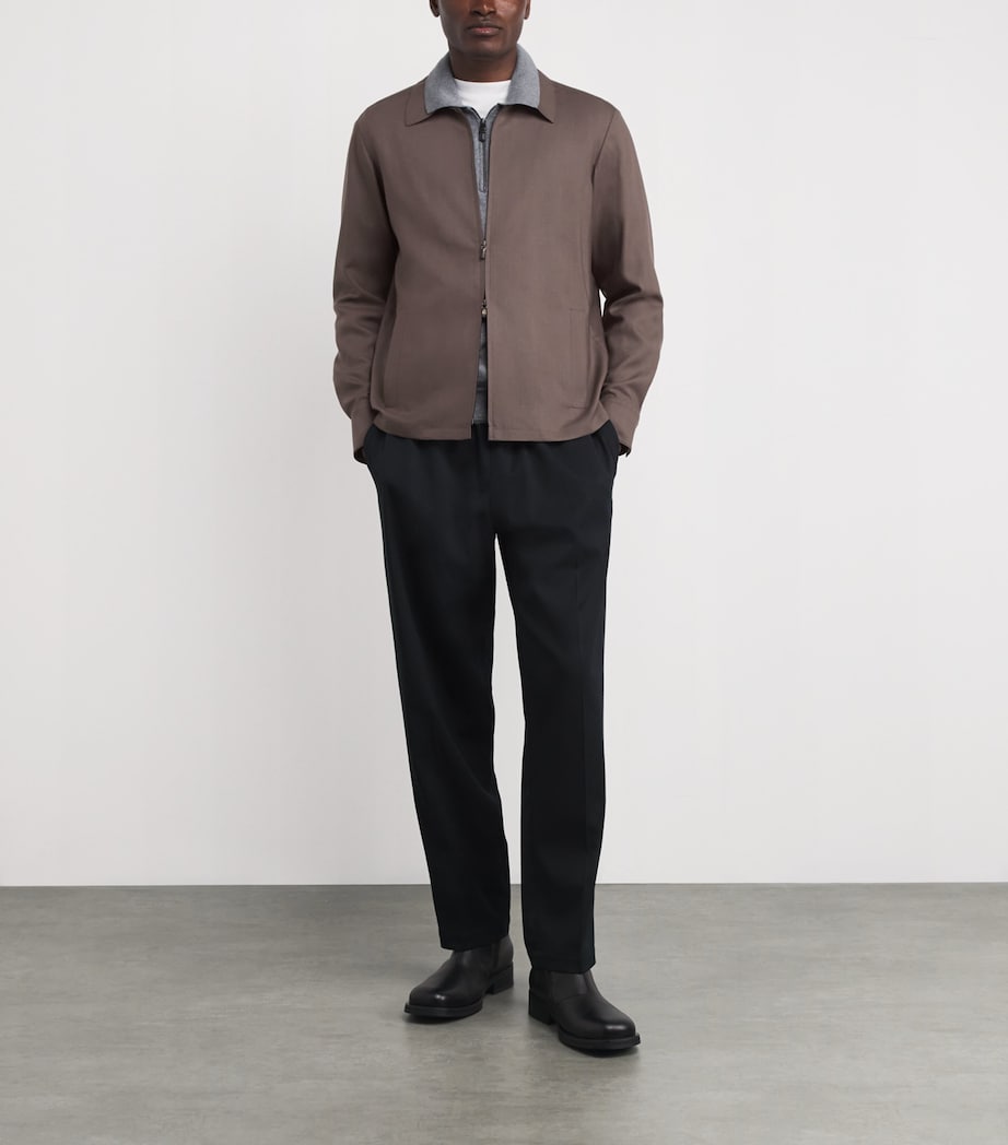 Colombo Mens Worsted Cashmere Shirt Jacket Dark Brown Image 2