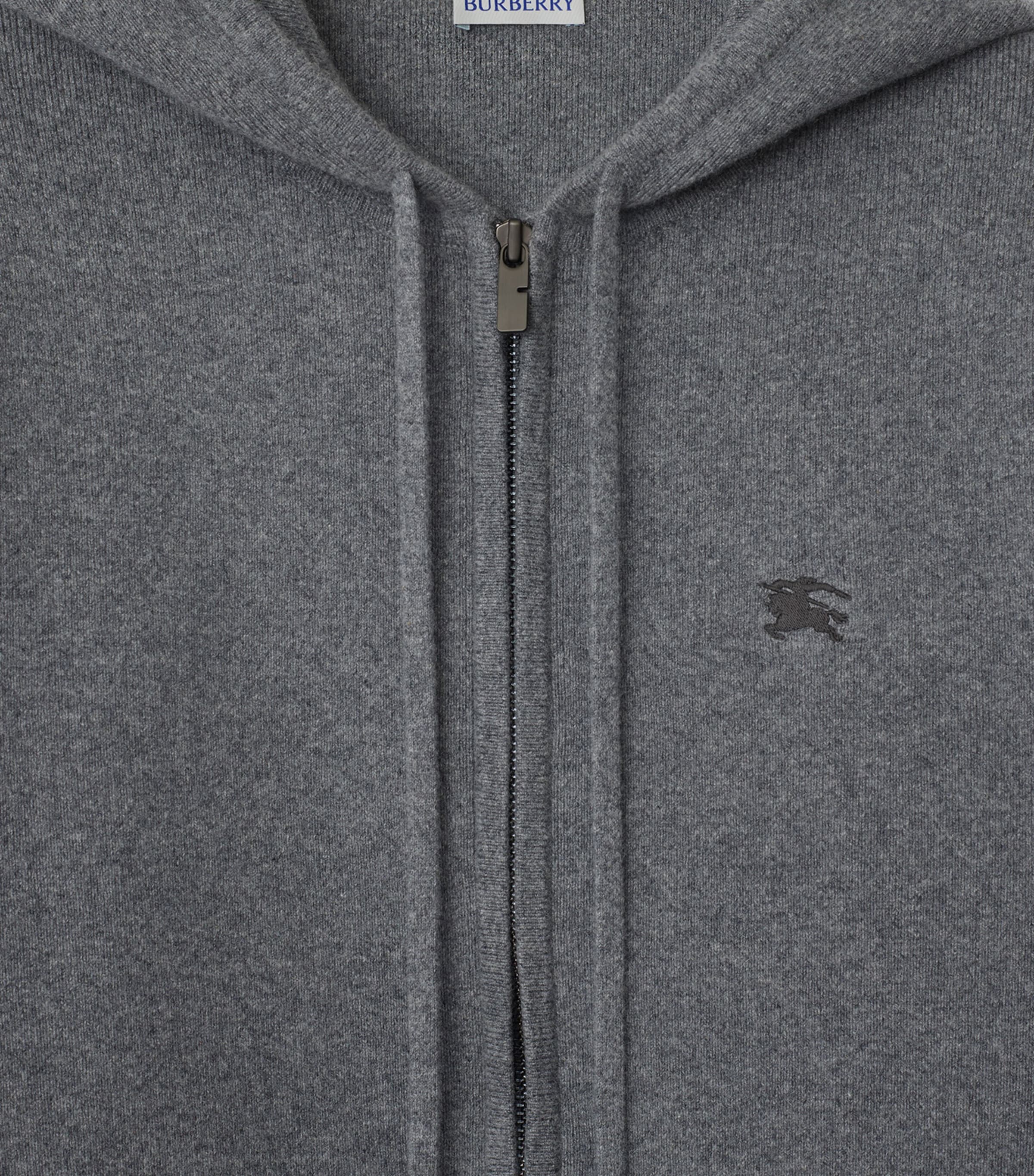 Cashmere-Blend Zip-Up Slim Hoodie GREY Image 5