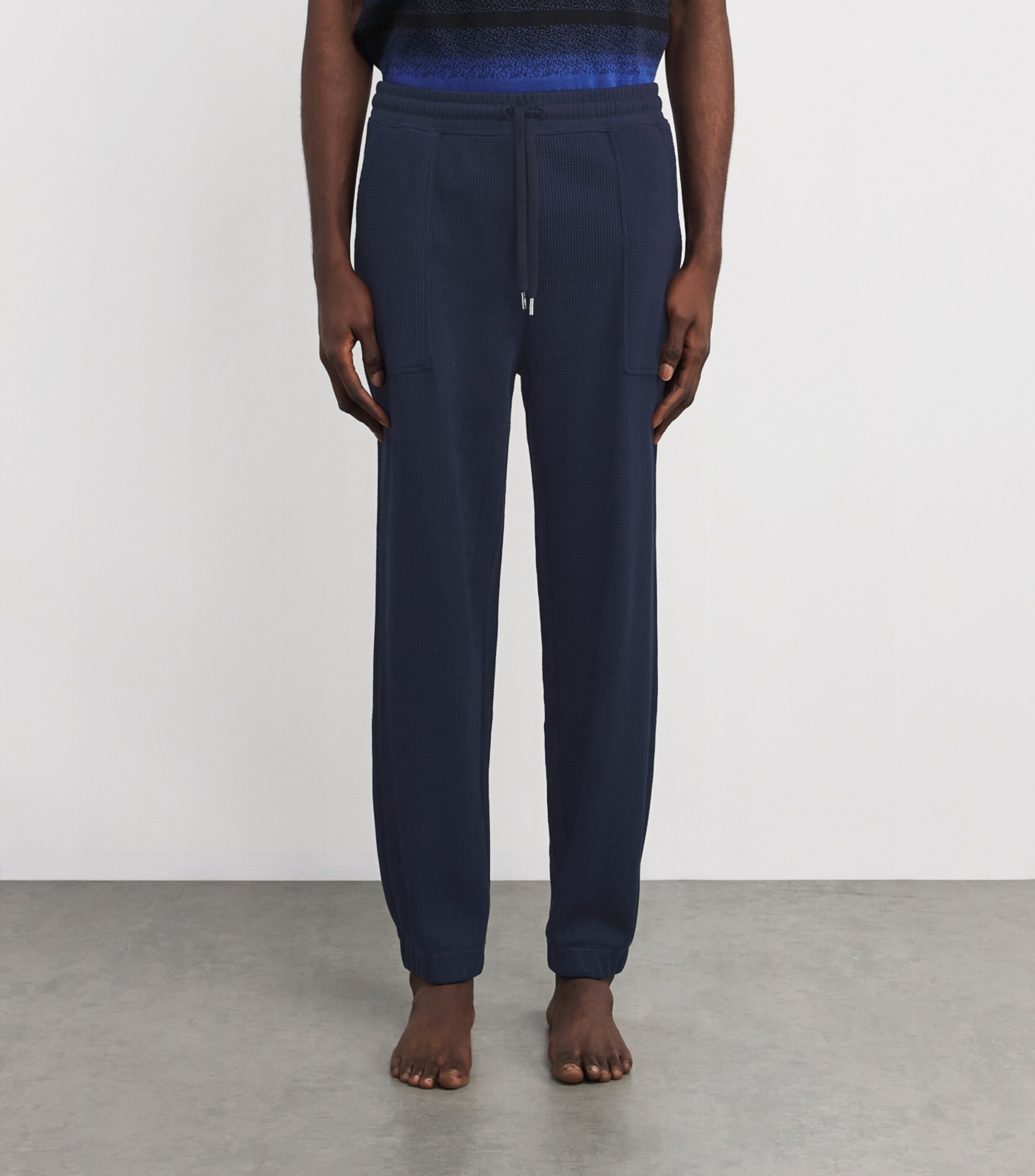 Waffle-Texture Lounge Sweatpants 49 BLUE Image 3