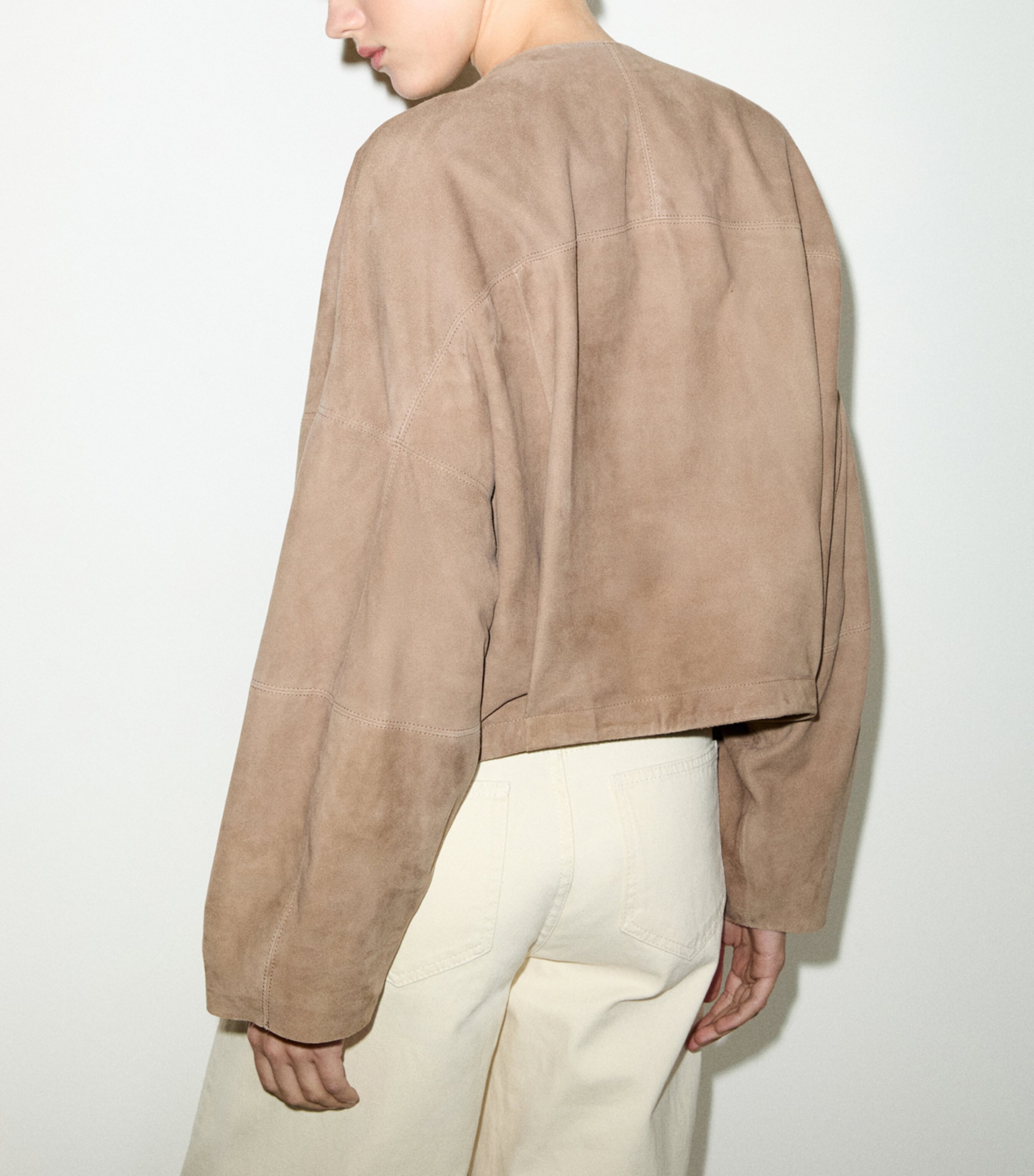 MAX&Co. Womens Suede Loose-Fit Jacket Turtledove Image 4