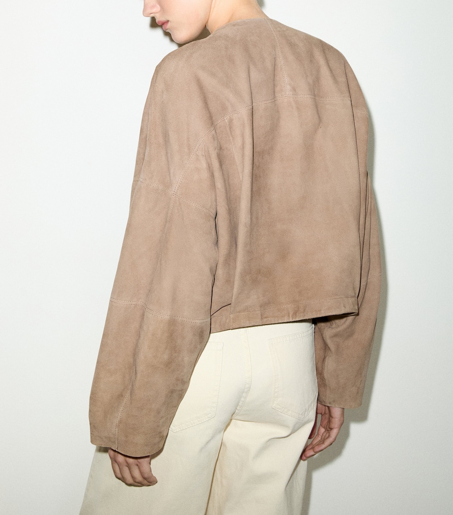 MAX&Co. Womens Suede Loose-Fit Jacket Turtledove Image 4