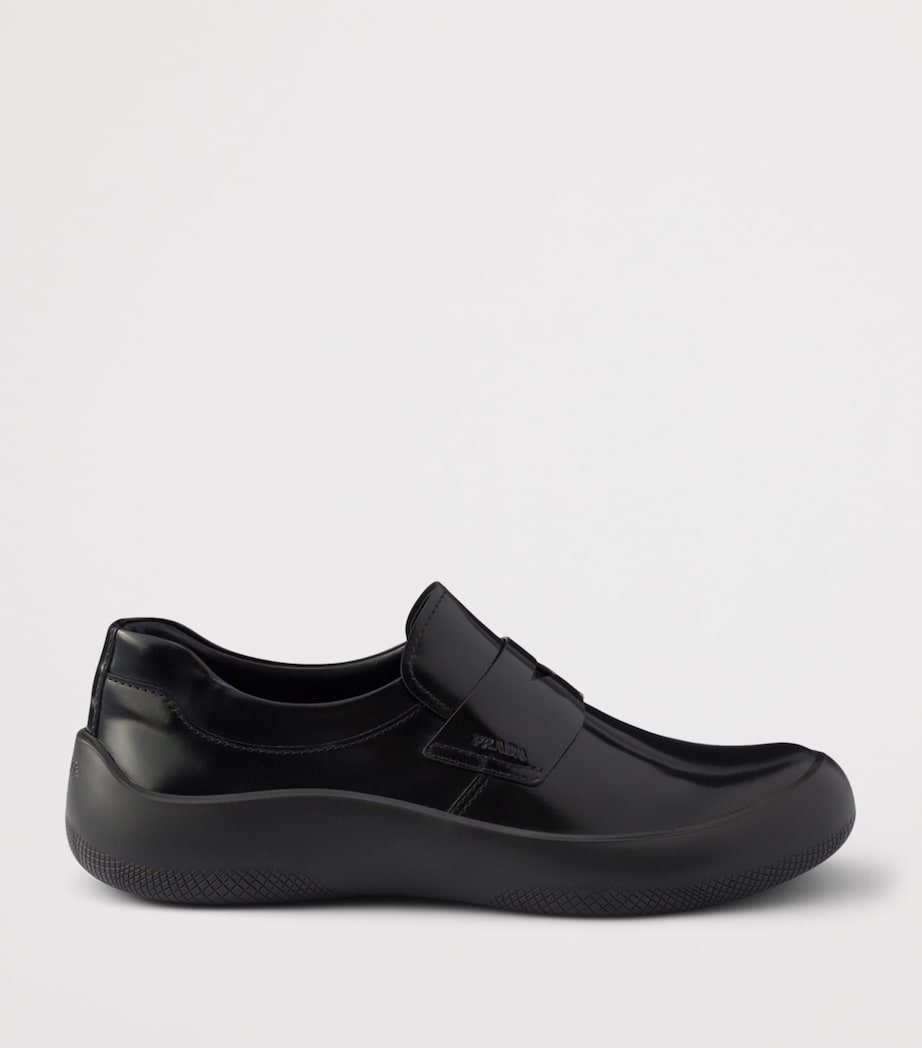 Prada Brushed Leather Loafers Black Image 2