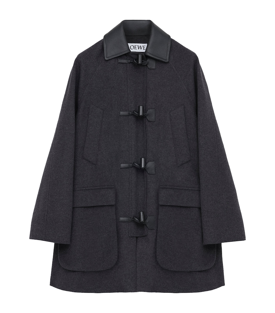 Wool-Cashmere Leather-Collar Coat CHARCOAL MELANGE Image 1