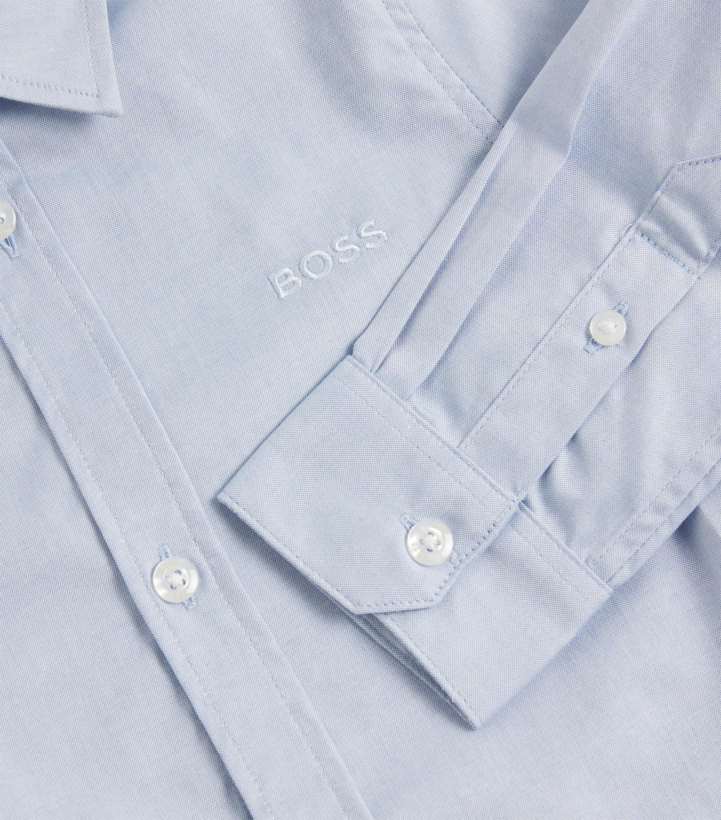 BOSS Kidswear Cotton Oxford Shirt (4-16 Years) Pale Blue Image 3