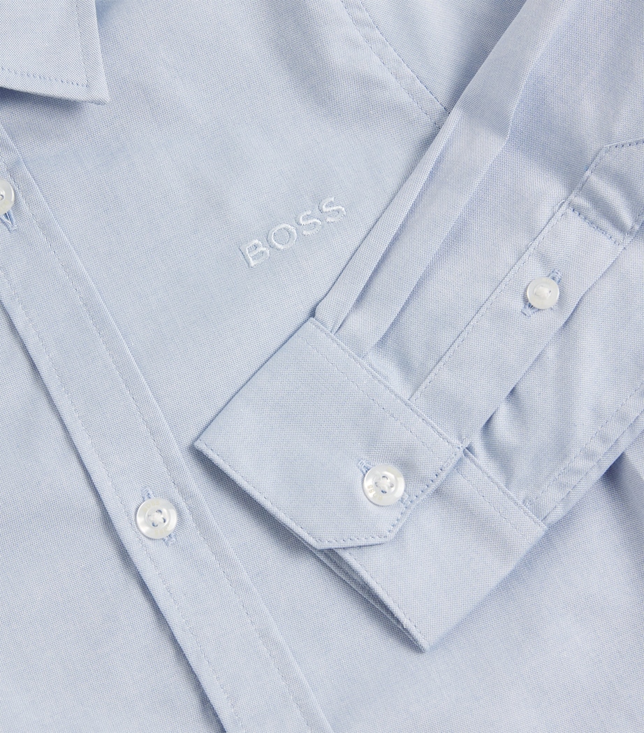 BOSS Kidswear Cotton Oxford Shirt (4-16 Years) Pale Blue Image 3
