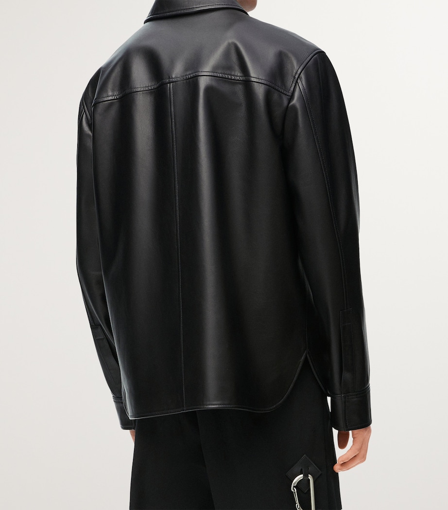 Leather Shirt Jacket BLACK Image 4