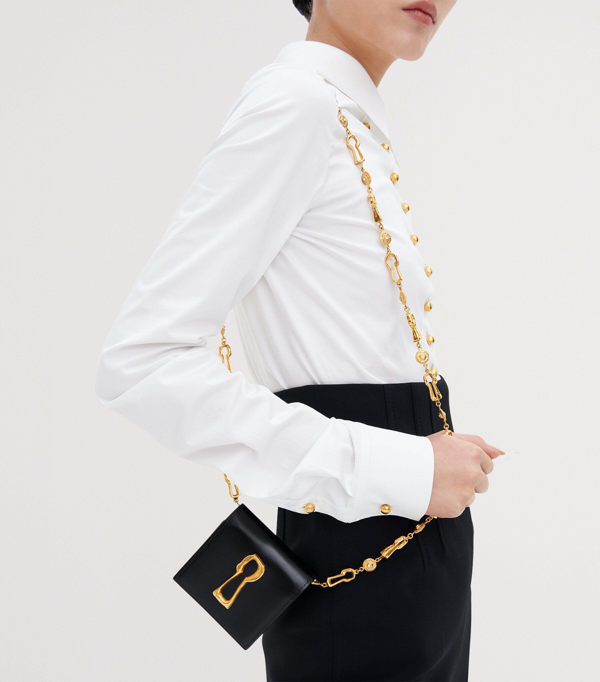 Schiaparelli Womens Cotton Measuring Tape Shirt White Image 4