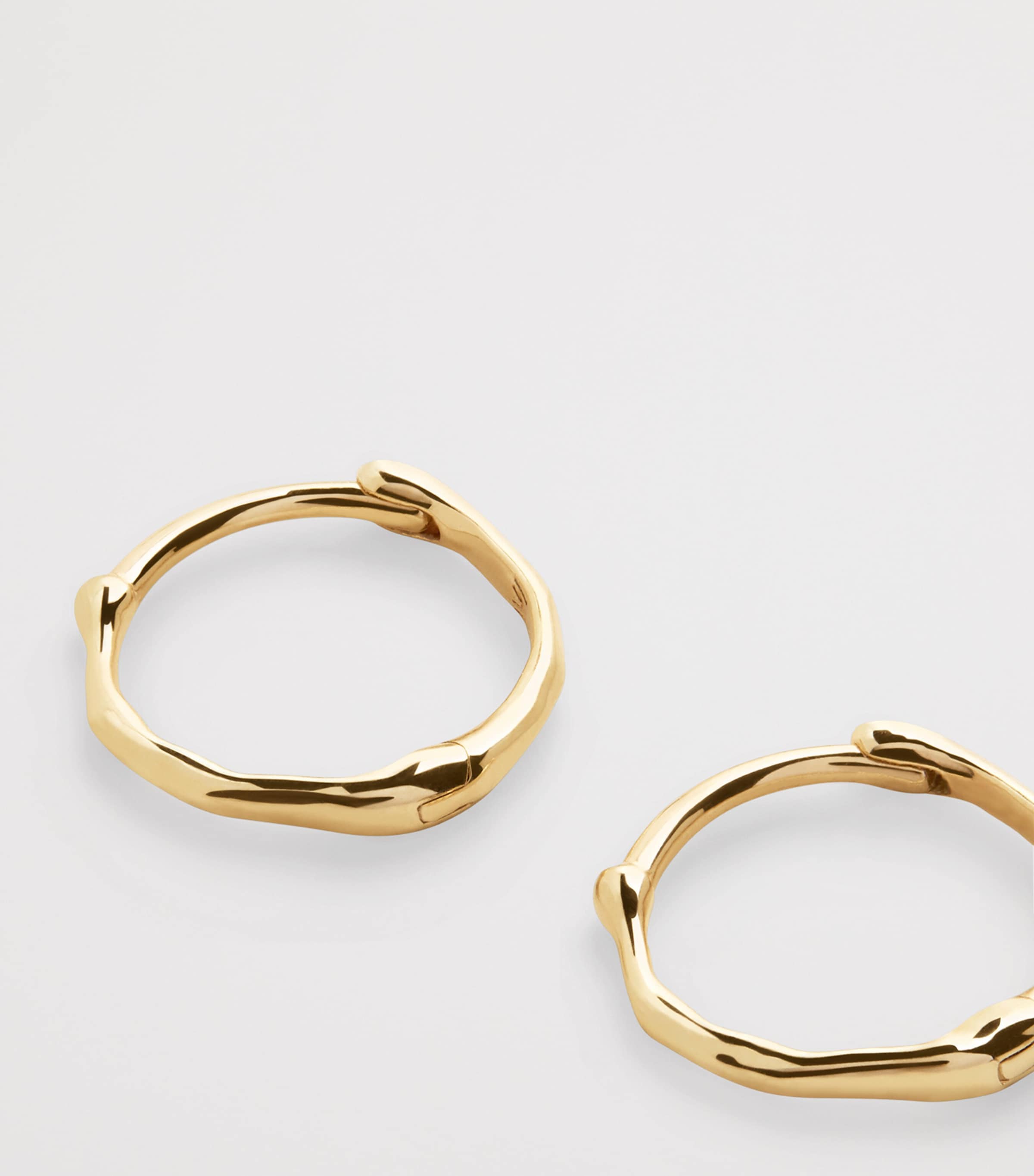 Mini Yellow Gold Siren Hoop Earrings 14K SOLID GOLD Image 2