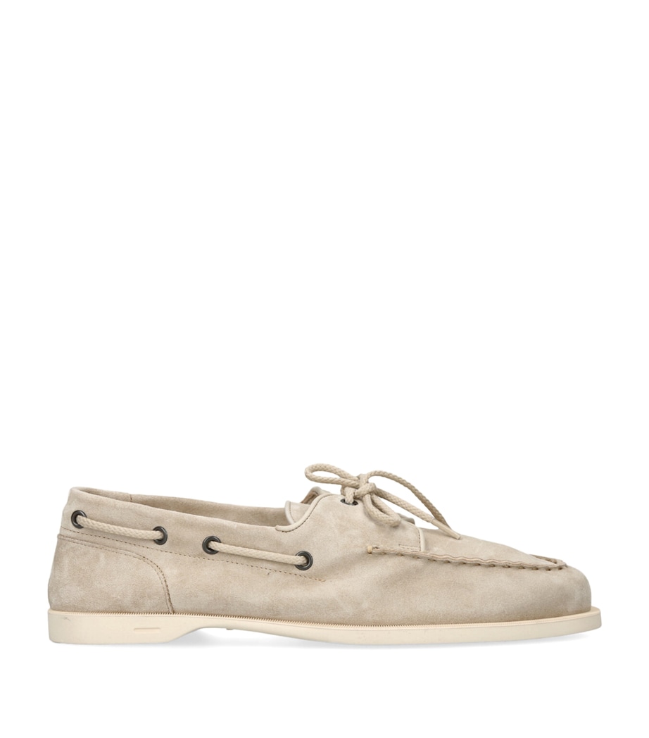 Suede Foil Boat Shoes BEIGE Image 1