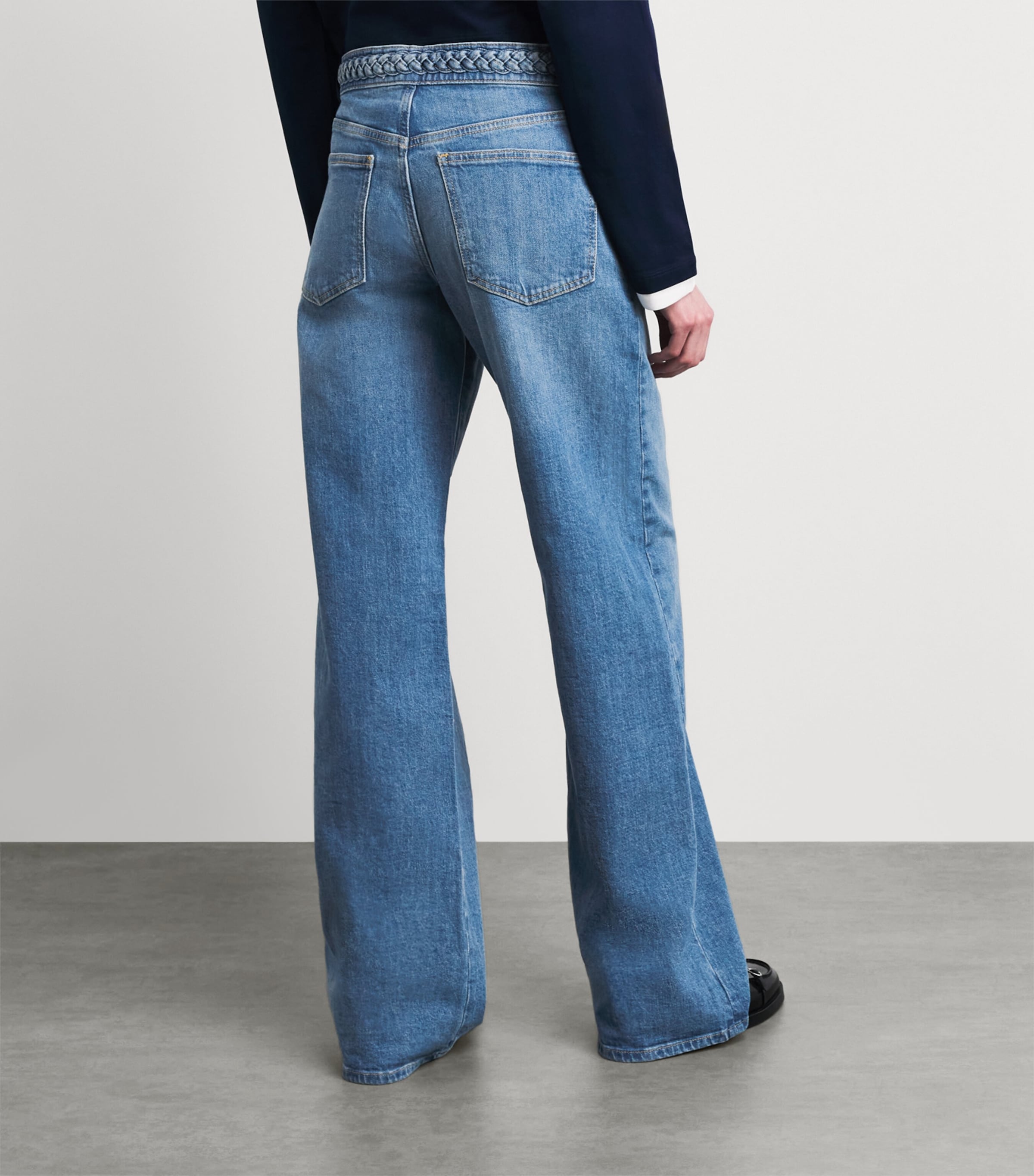 Maje Womens Braided High-Rise Flared Jeans Blue Image 5