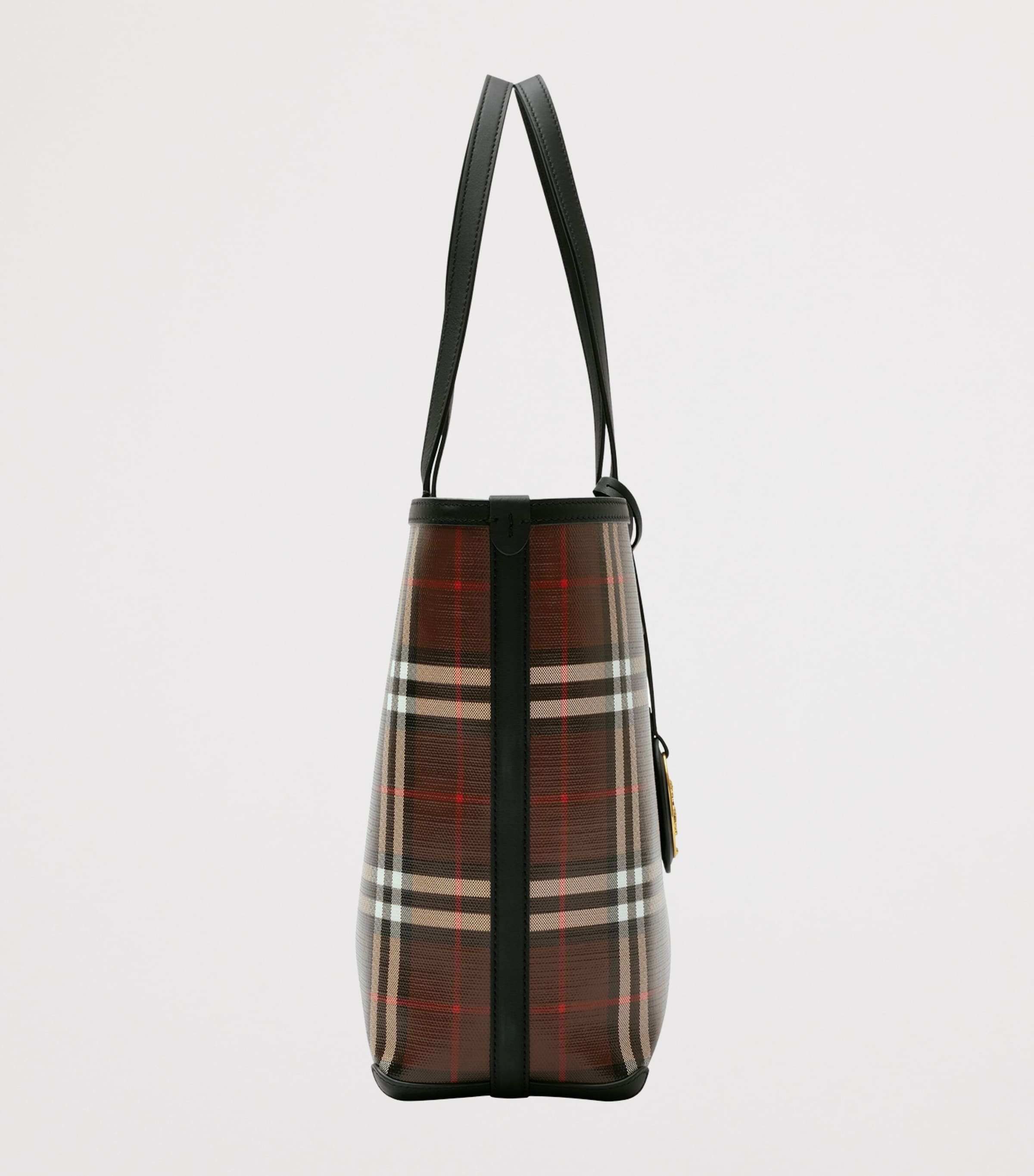 Burberry Small Check Tote Bag Chocolate Brown Image 5