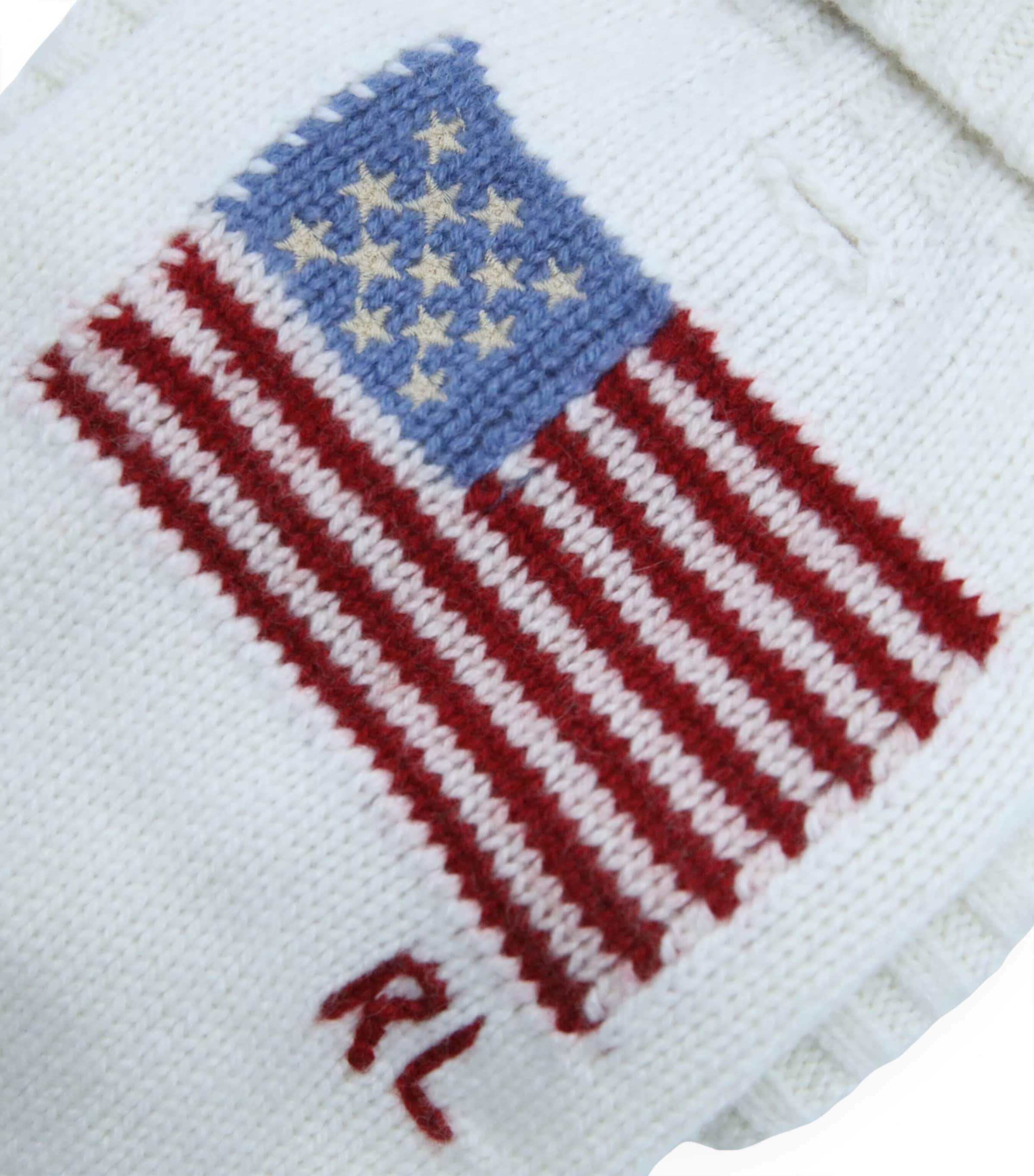 Wool-Cashmere Flag Dog Sweater (XS) WHITE Image 3