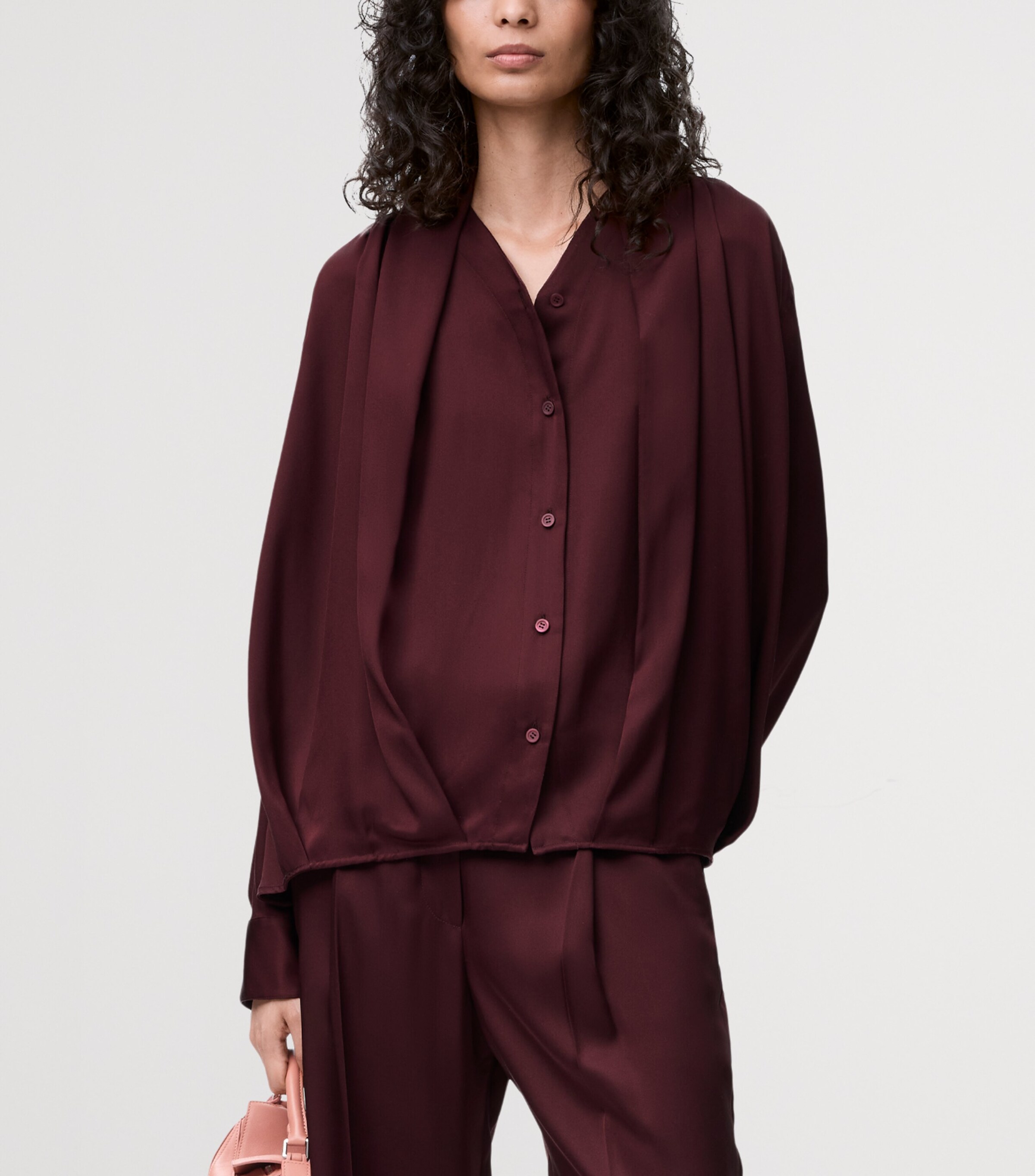 Silk Pyjama Blouse BURGUNDY Image 3