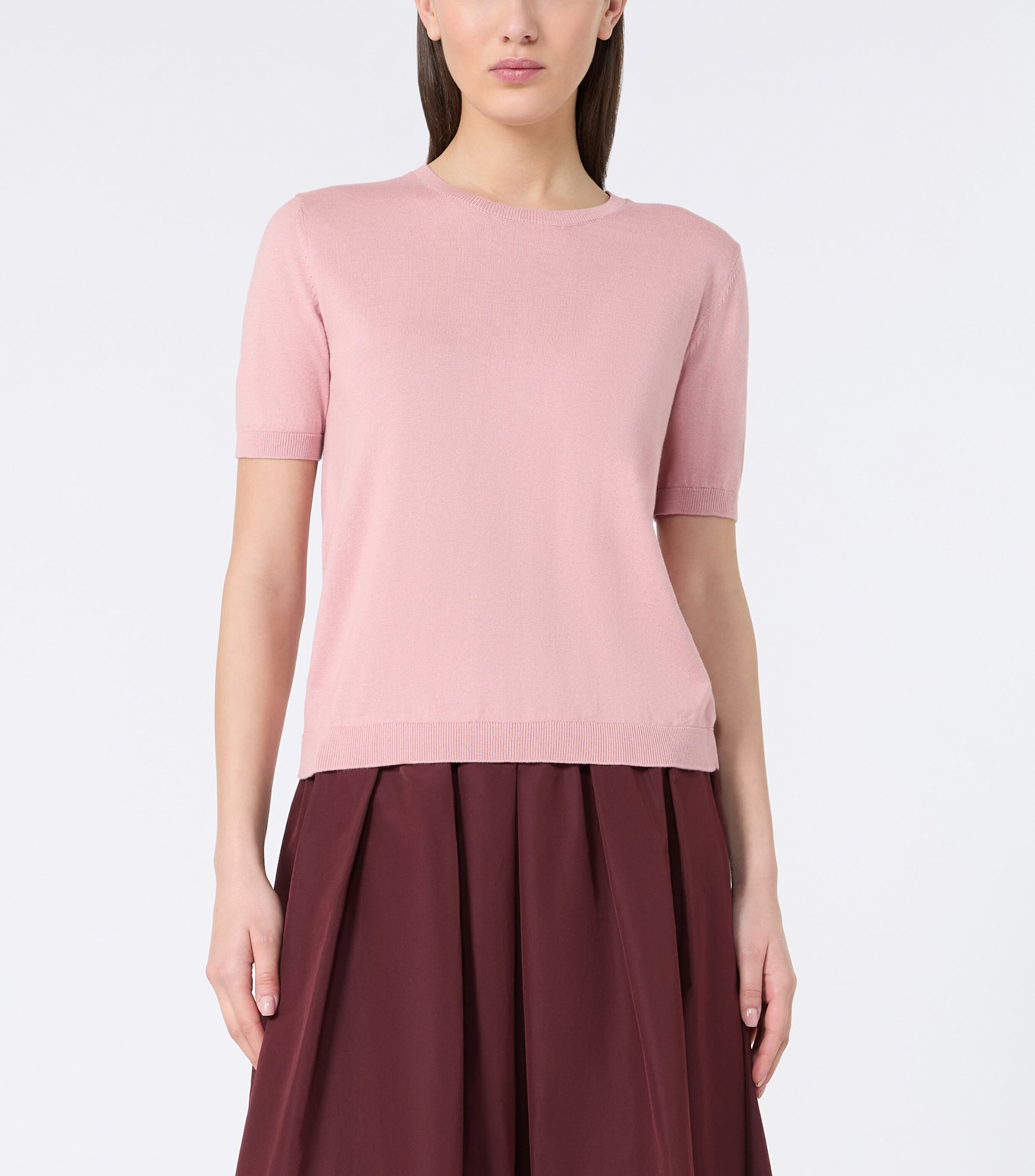 Weekend Max Mara Womens Silk-Cotton Knitted Top Pink Image 2