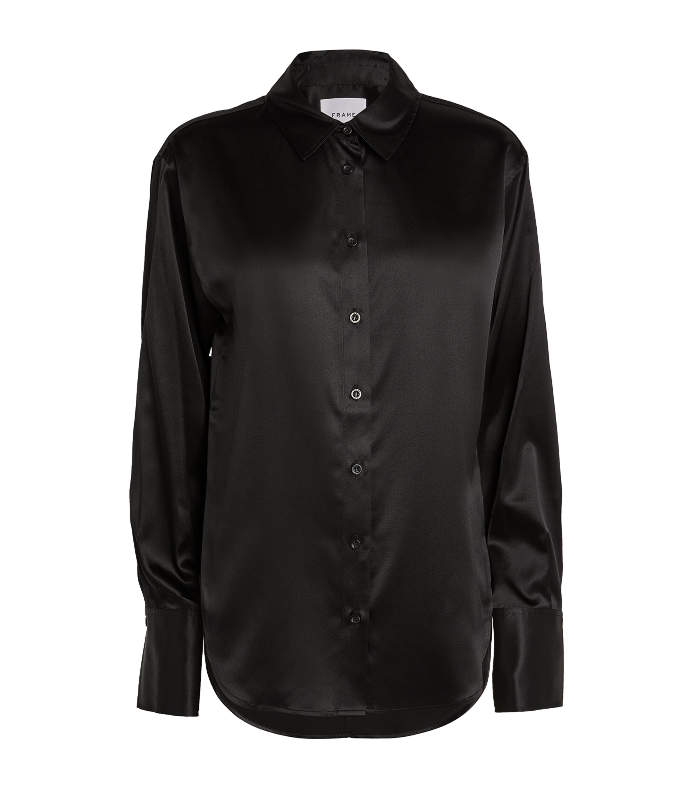 Frame Long-sleeved Silk Shirt In Black