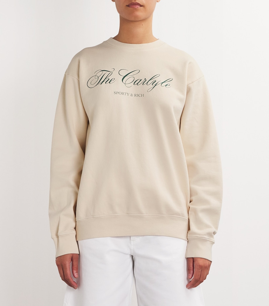 Cotton Carlyle Script Sweatshirt CREAM FOREST Image 3