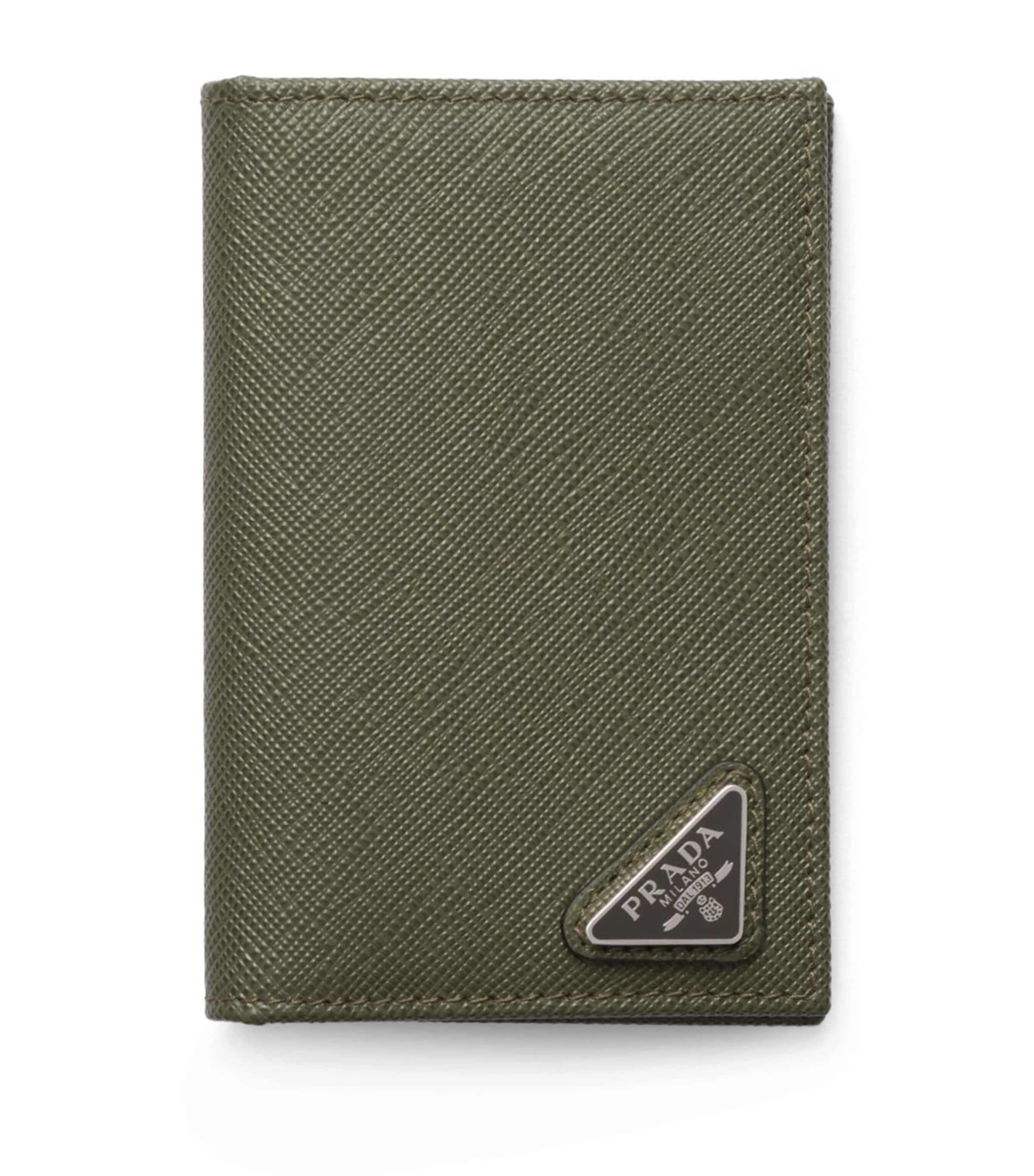 Prada Saffiano Leather Bifold Wallet In Green