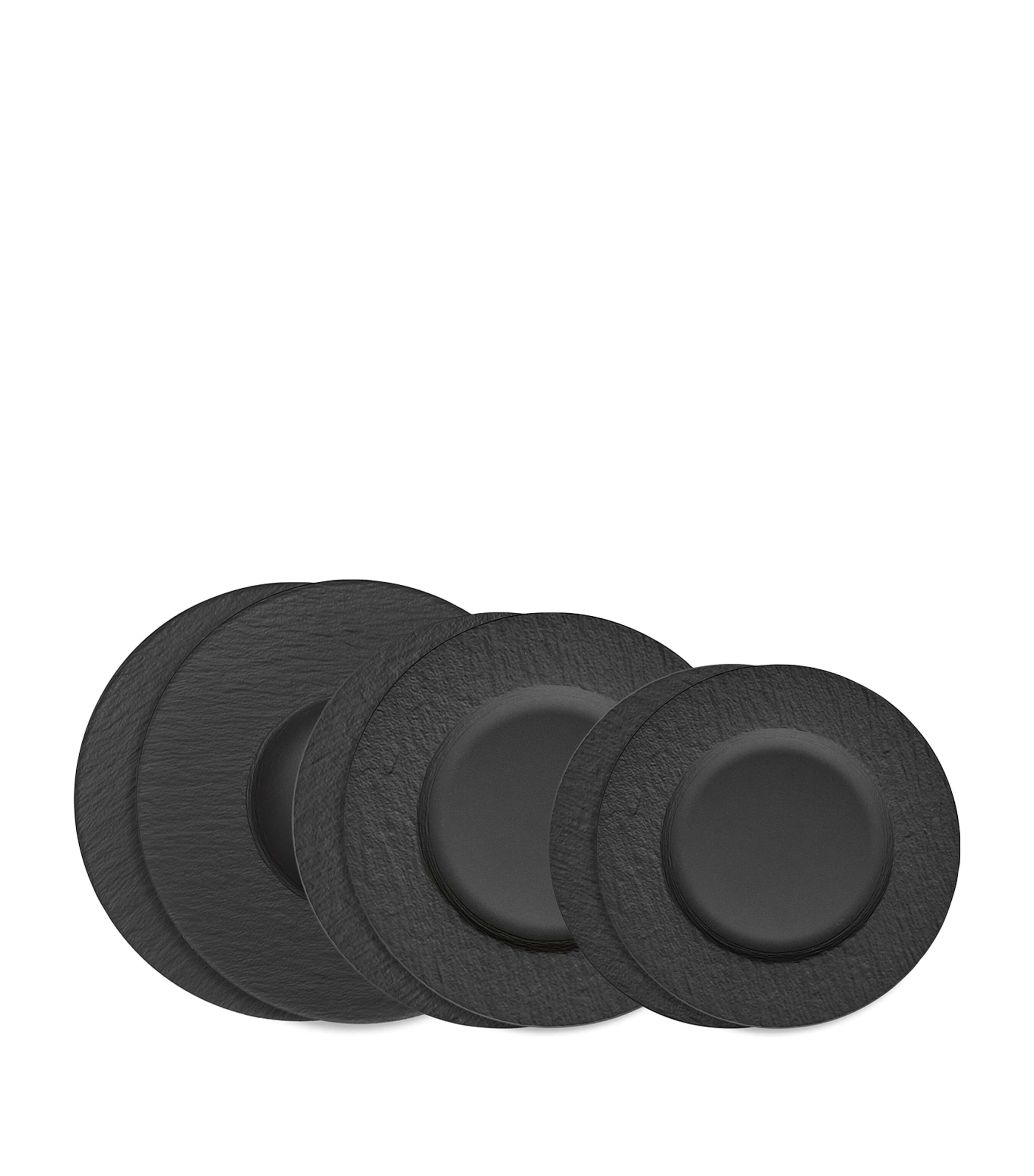 Villeroy & Boch Porcelain Manufacture Rock Plate Set In Black