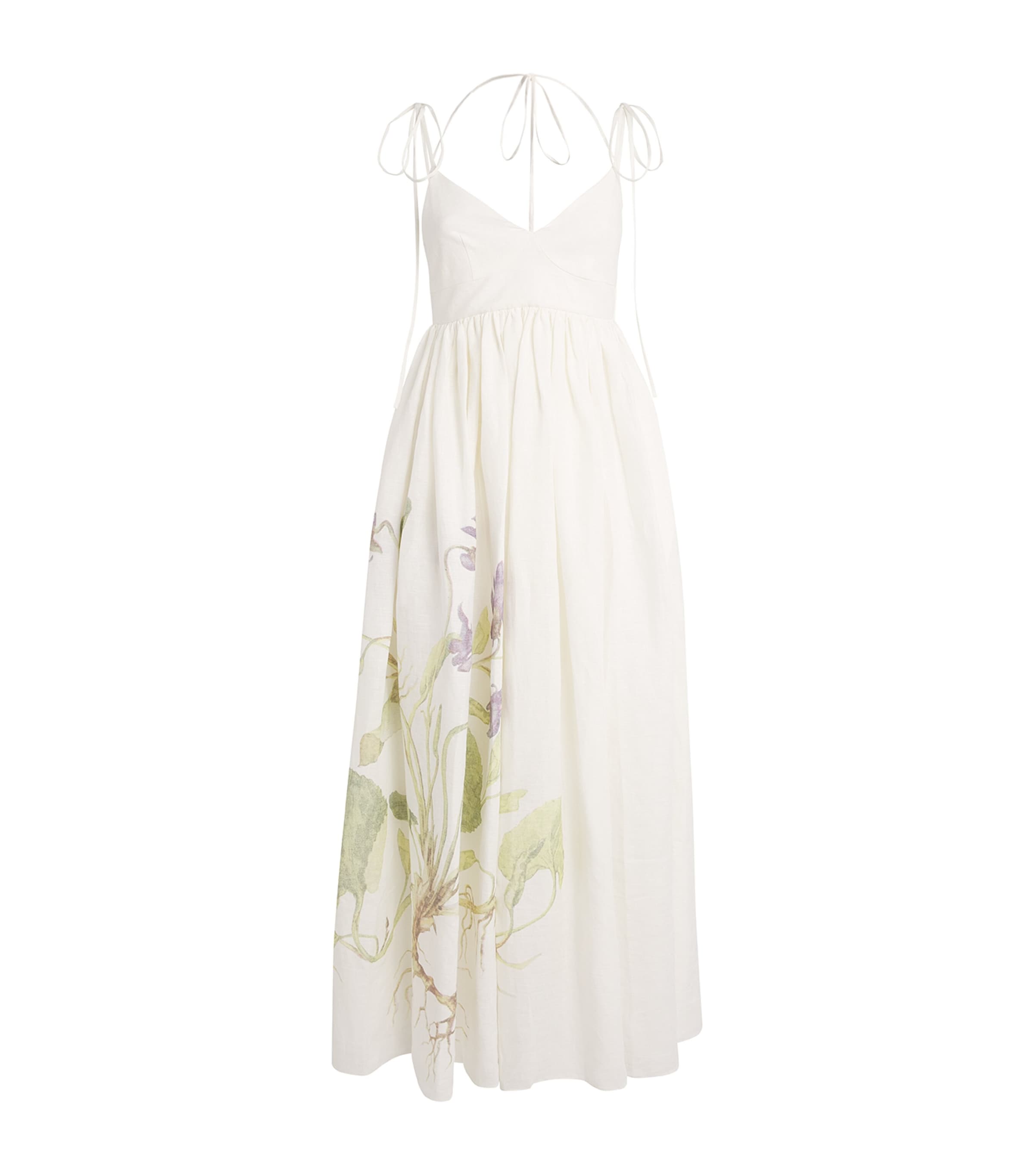 Erdem Floral Print Linen Maxi Dress