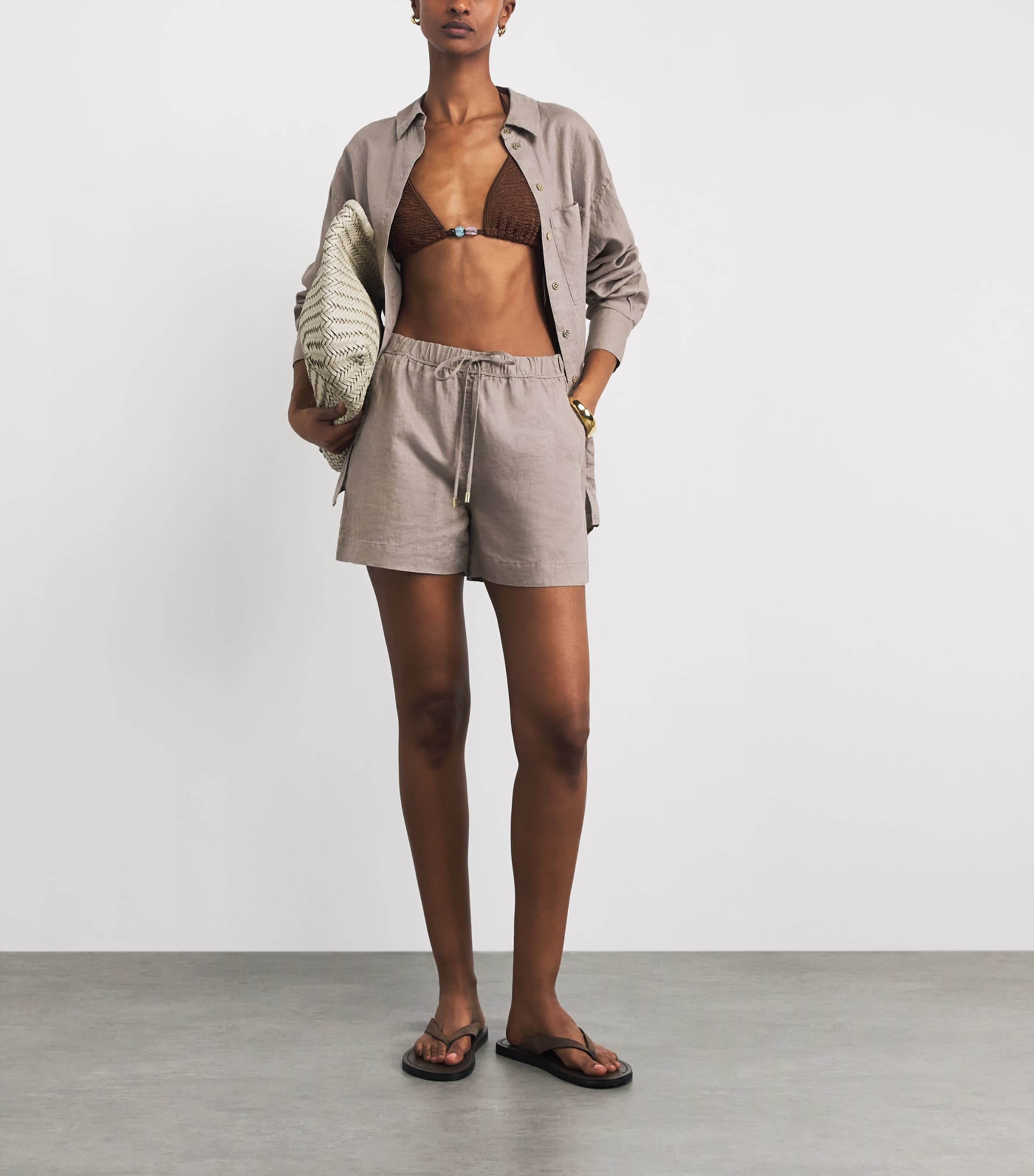 Hunza G Womens Beaded Gina Bikini Metallic Chocolate Image 5