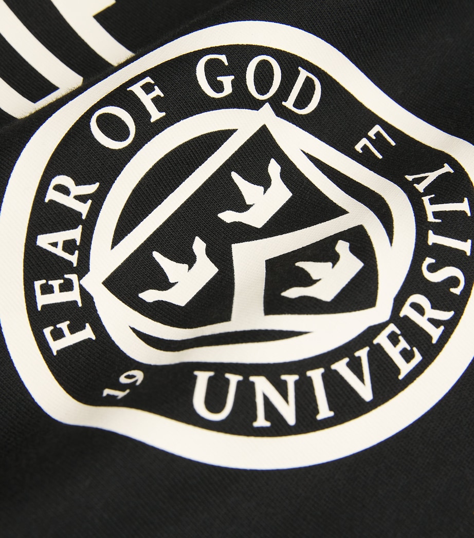 FEAR OF GOD ESSENTIALS Mens University Crest Logo Long-Sleeve T-Shirt Black Image 5