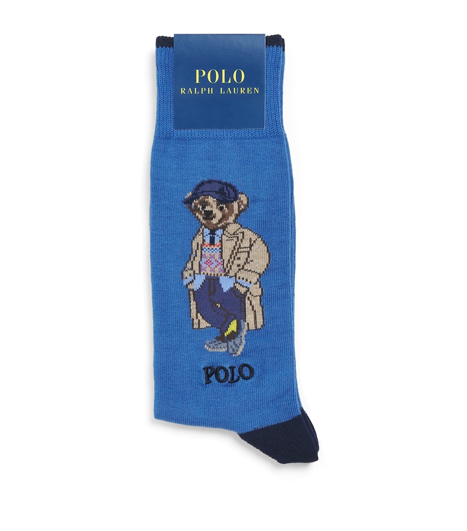 Polo Ralph Lauren Mens Cotton-Blend Polo Bear Socks Blue Image 1