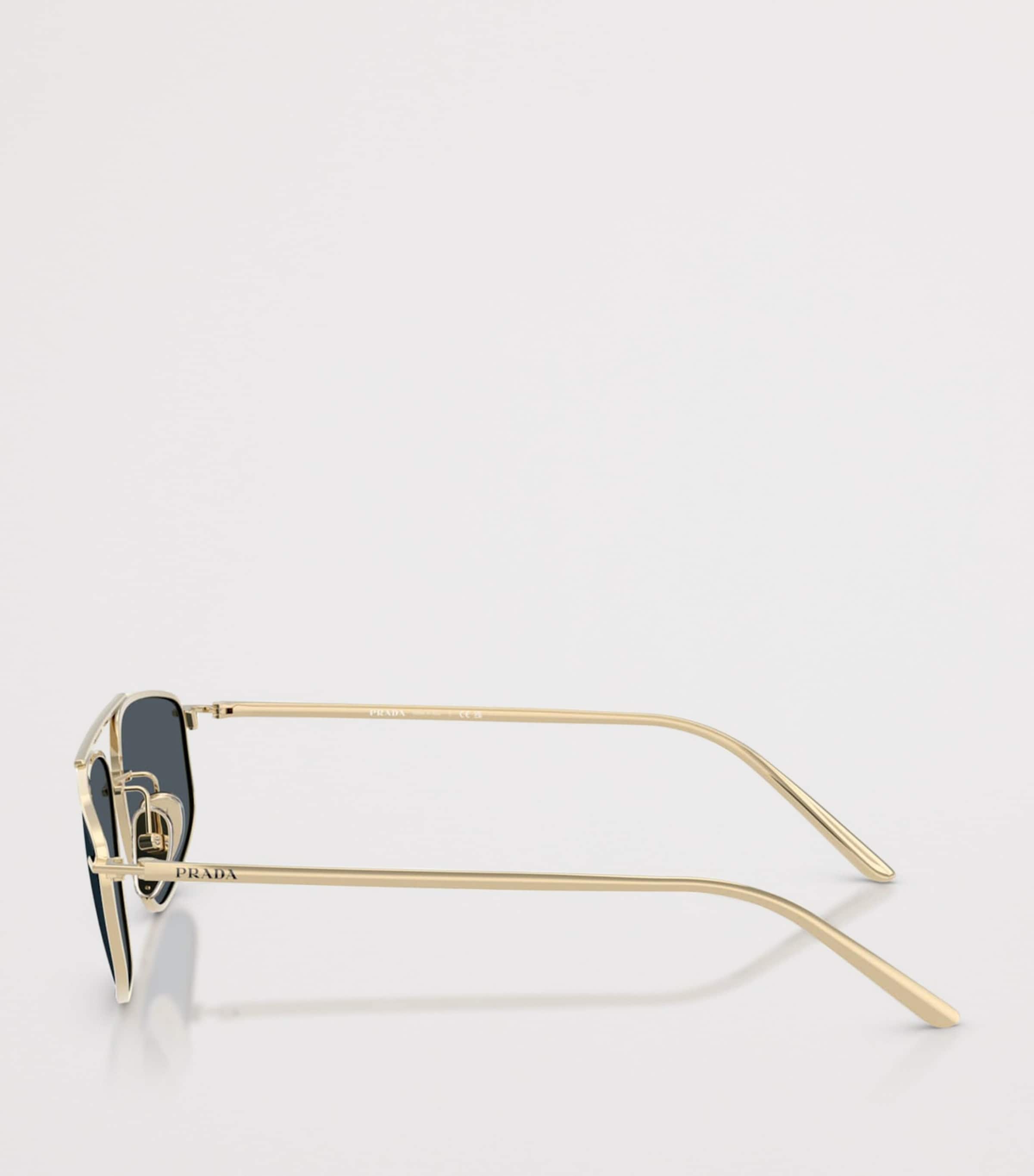 Prada Metal Rectangular Sunglasses Gold Image 3