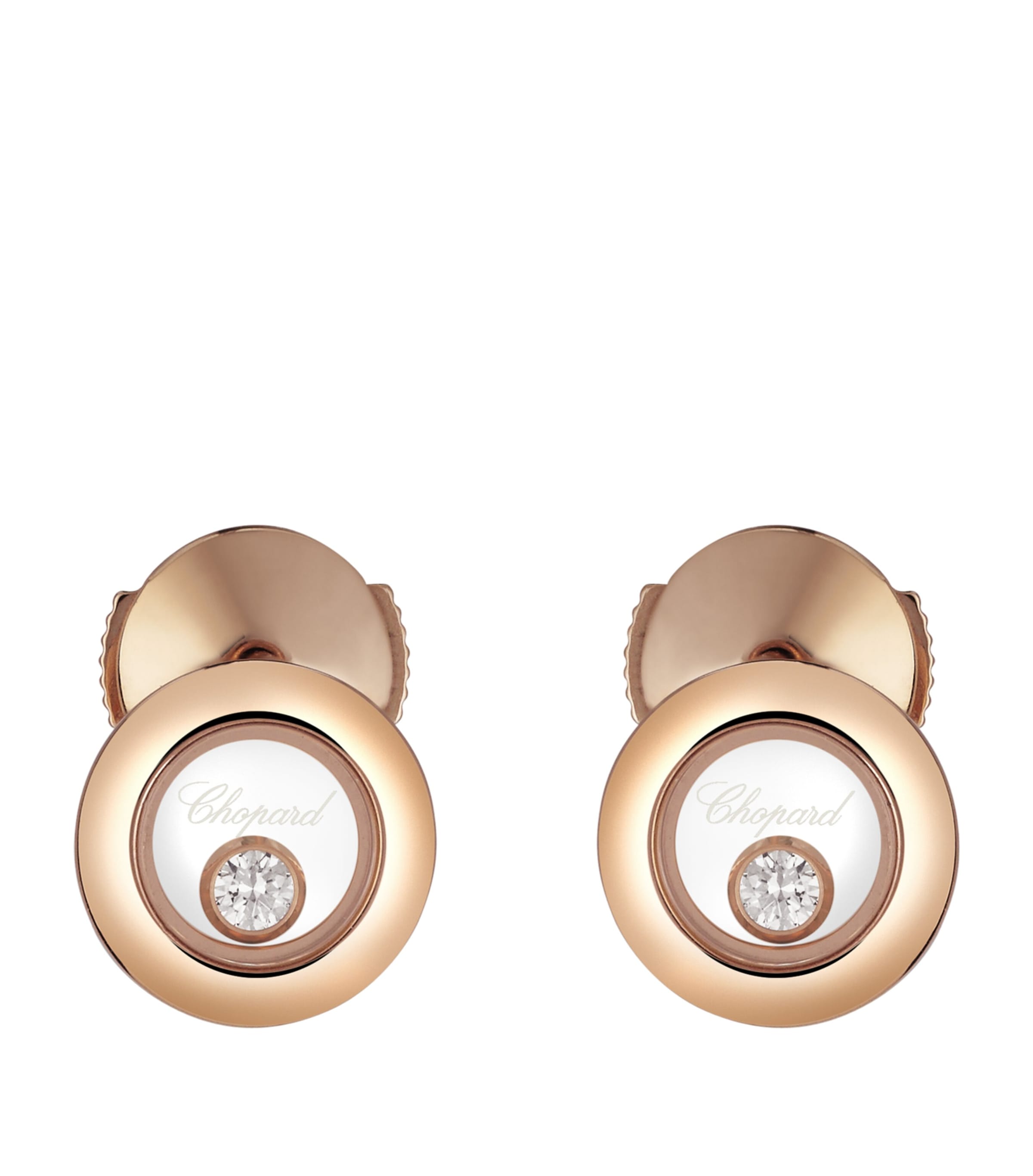 Chopard Rose Gold And Diamond Happy Diamonds Icons Earrings In Rose Gold