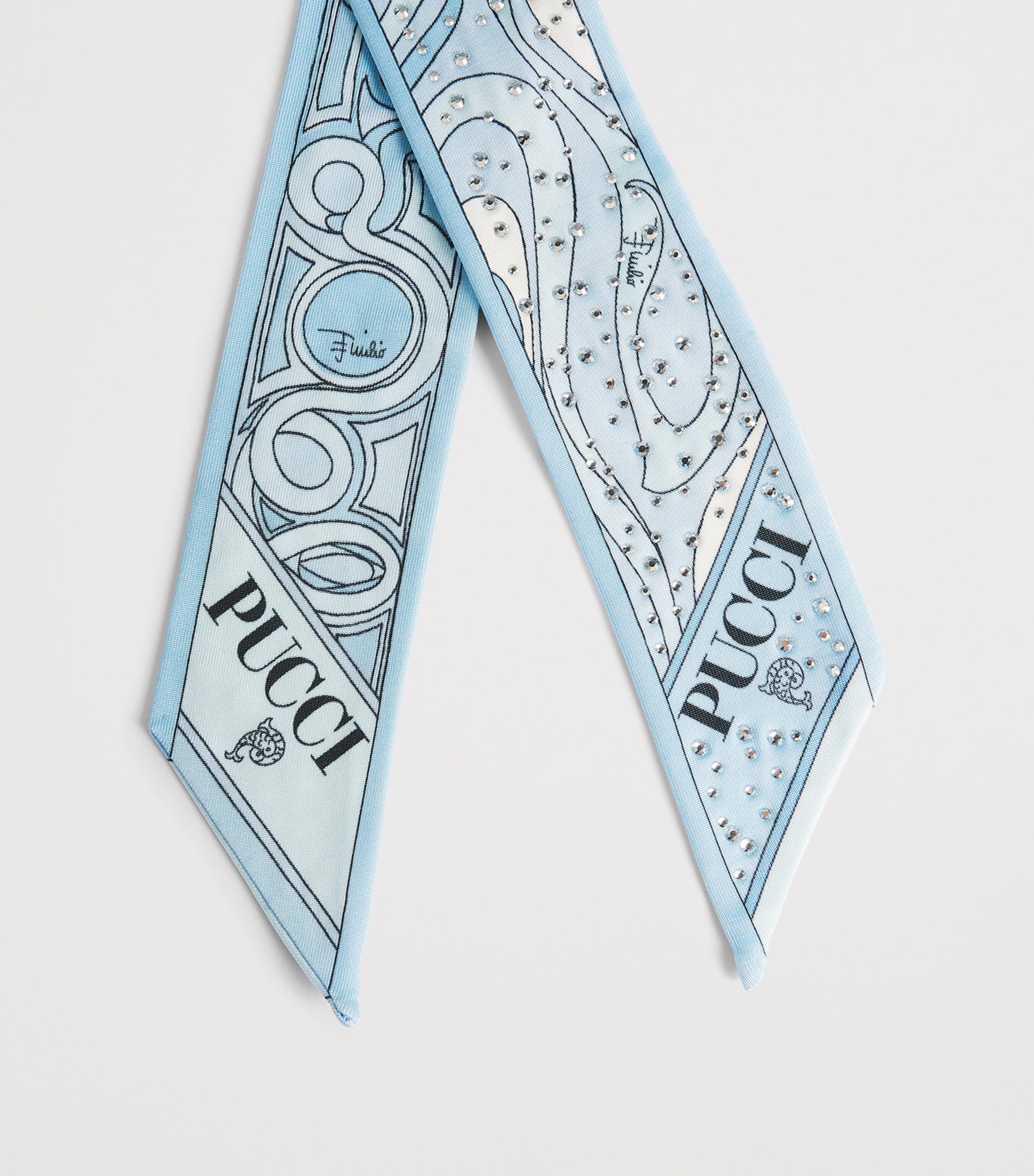 PUCCI Rhinestone-Embellished Printed Twill Scarf Pale Image 4