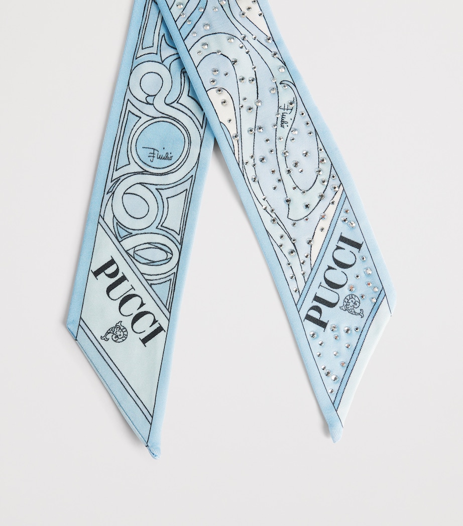 PUCCI Rhinestone-Embellished Printed Twill Scarf Pale Image 4