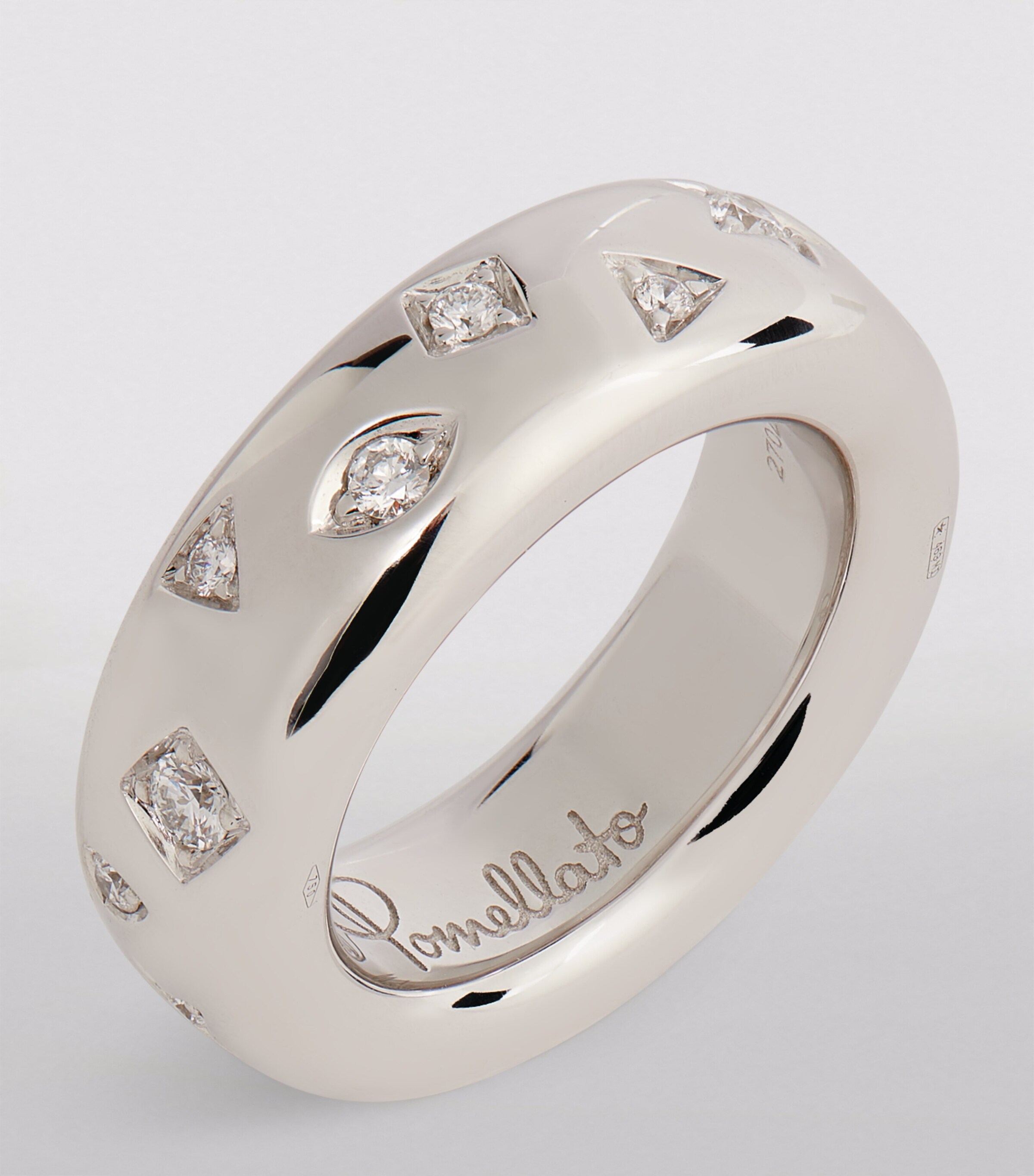 Pomellato Rhodium-Plated White Gold and Diamond Medium Iconica Ring Image 2