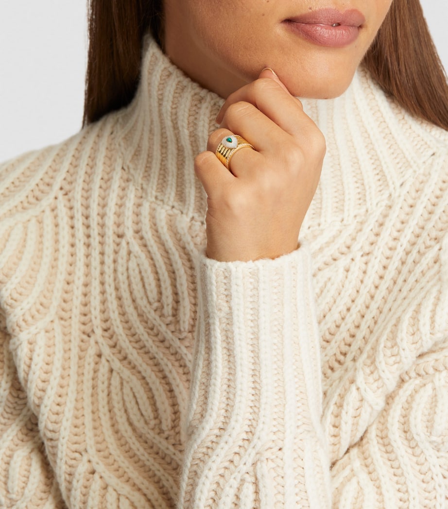 Yellow Gold, Diamond, Malachite and Pearl Bond Street Ring YELLOW GOLD Image 5