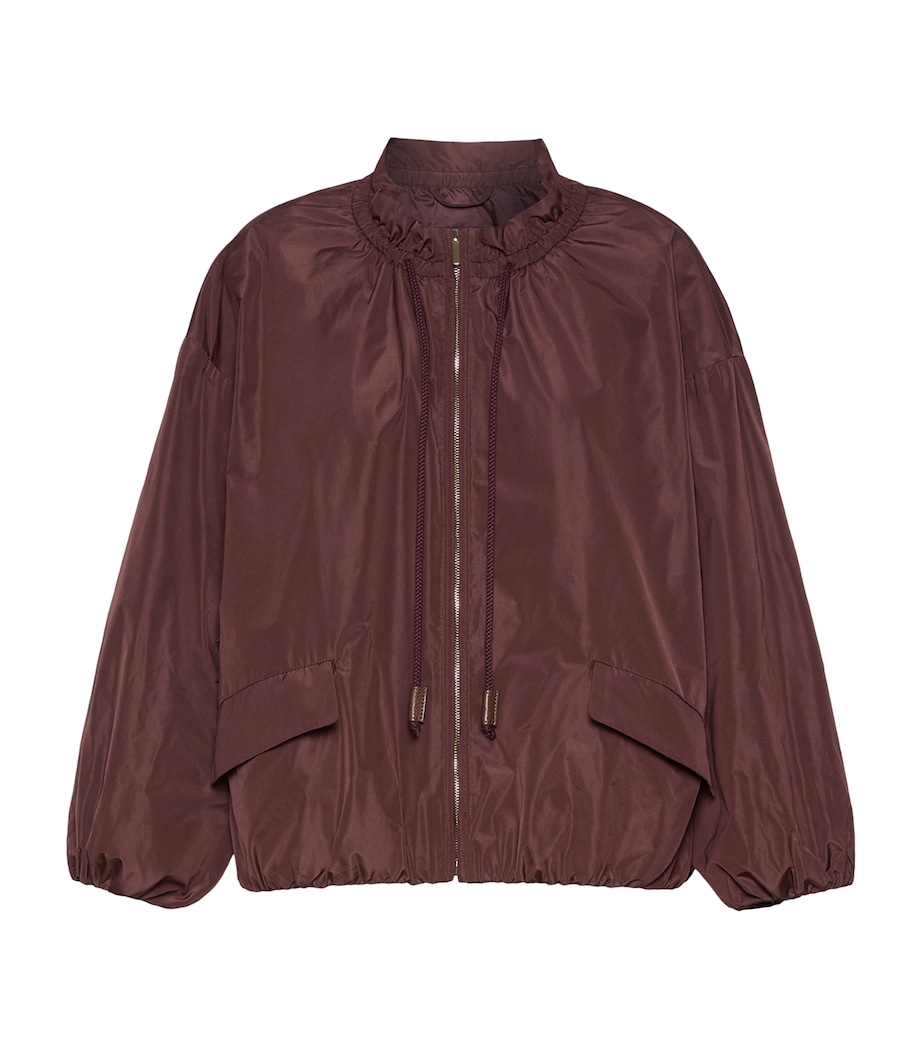 Max Mara Womens Water-Repellent Taffeta Bomber Jacket Bordeaux Image 1