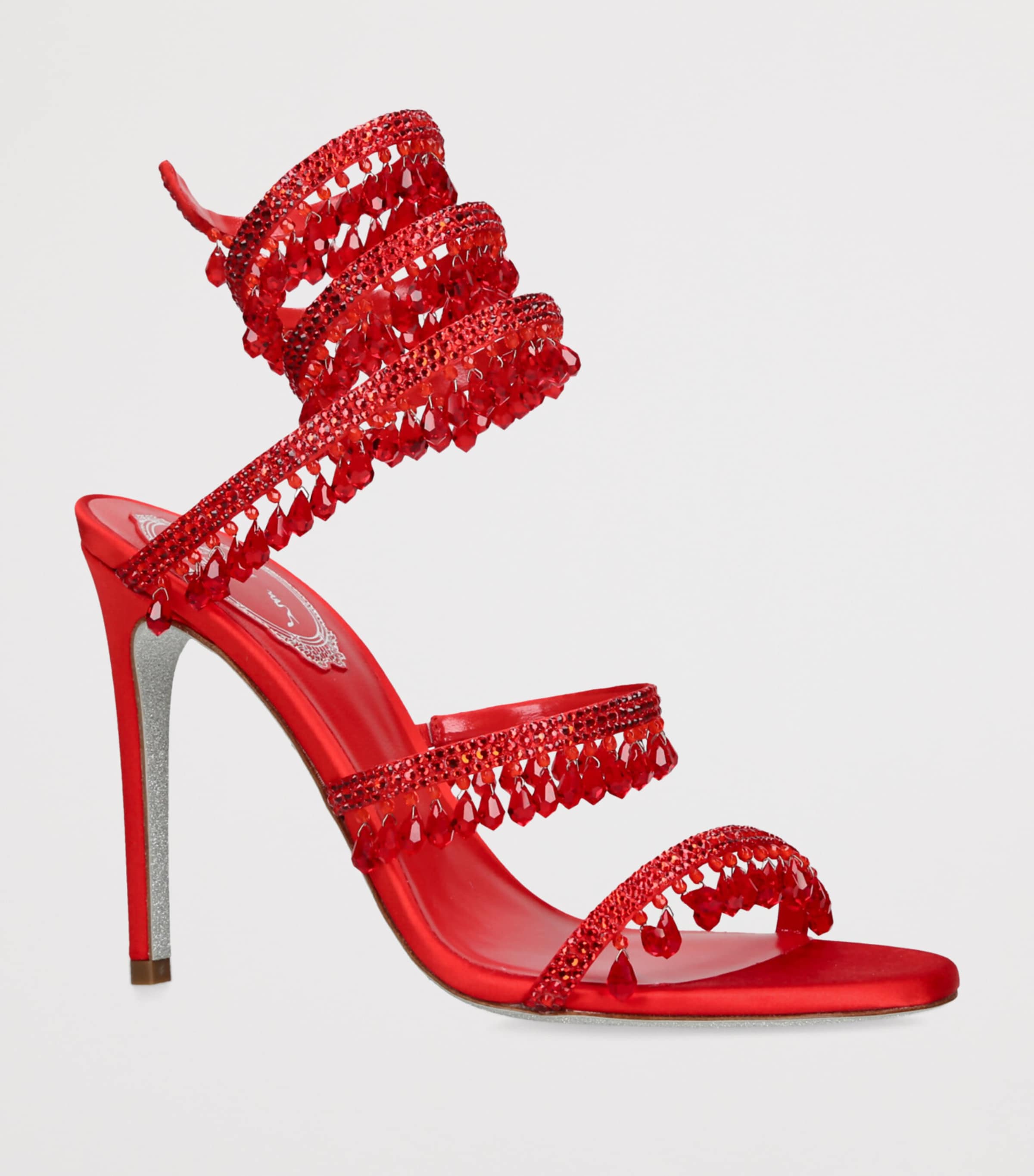 Satin Chandelier Heeled Sandals 105 RED Image 3