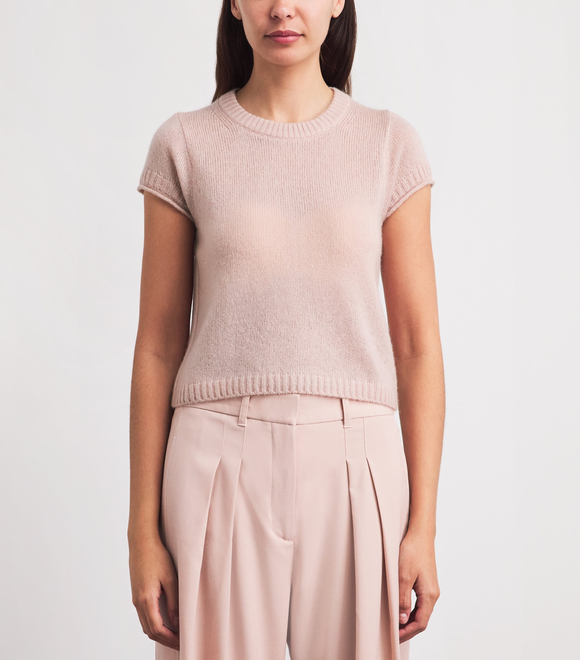 ME+EM Womens Wool-Cashmere-Silk T-Shirt Sweater Blush Pink Image 4