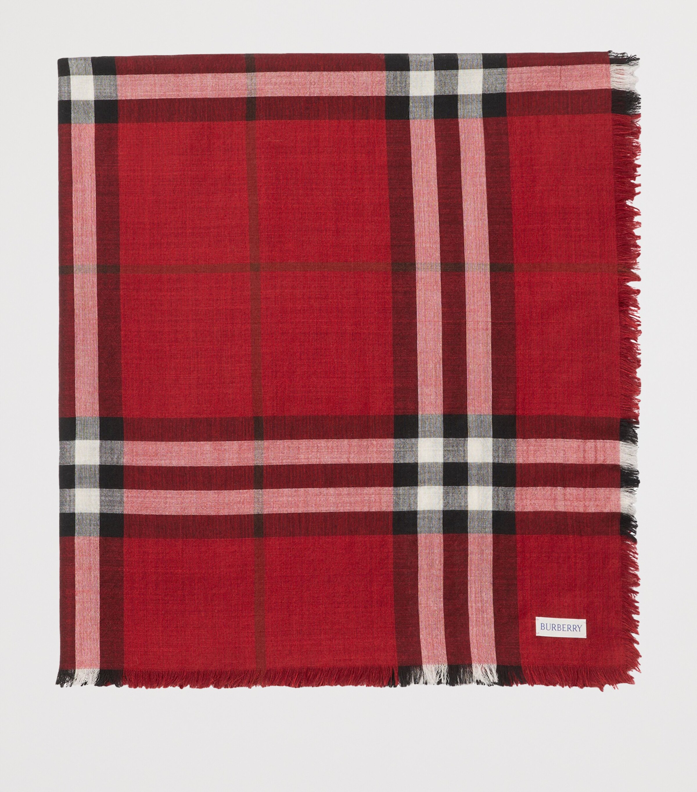 Wool-Silk Reversible Check Scarf OXBLOOD RED / POST Image 2