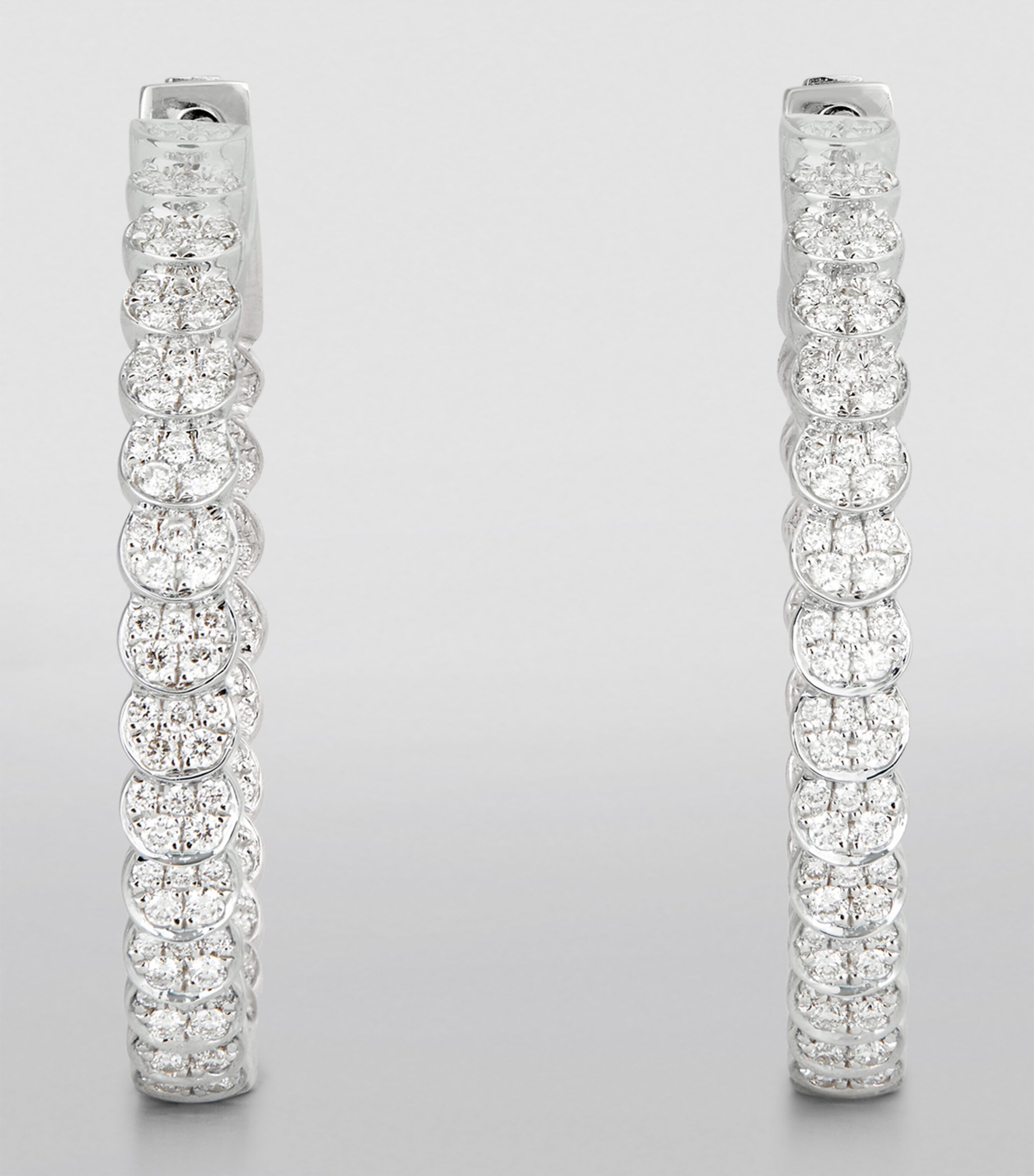 White Gold and Diamond Luna Hoop Earrings WHITE GOLD Image 2
