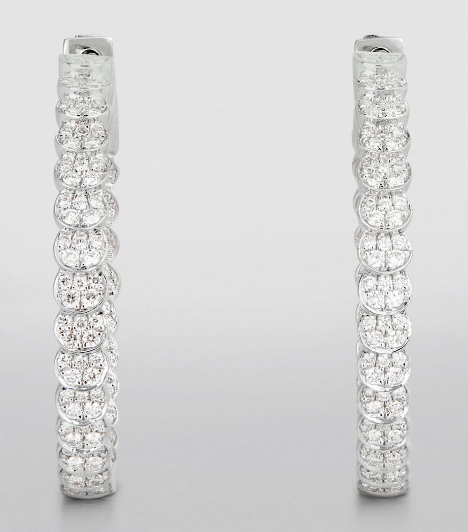 White Gold and Diamond Luna Hoop Earrings WHITE GOLD Image 2