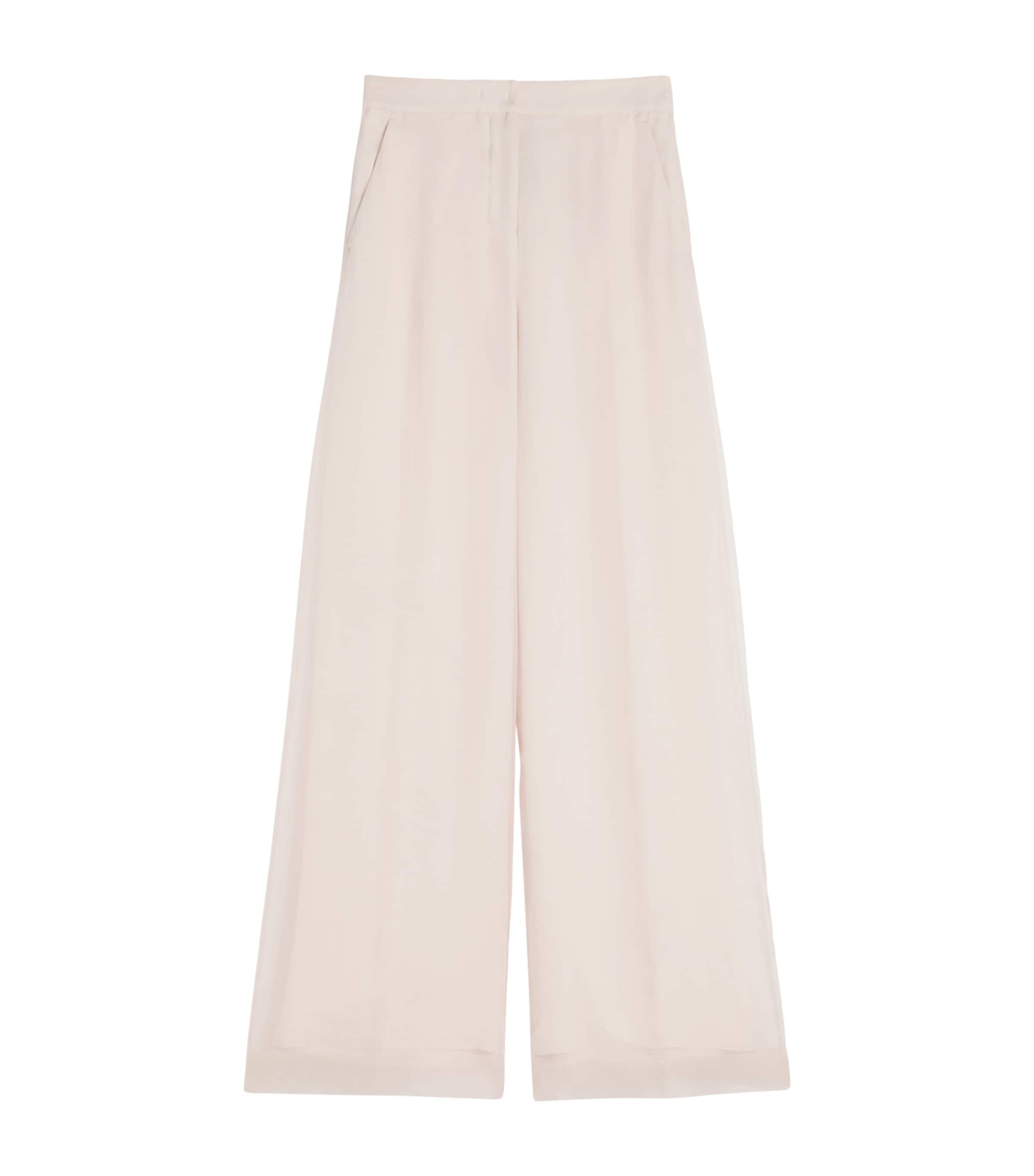 Max Mara Womens Silk Wide-Leg Trousers Powder Image 1