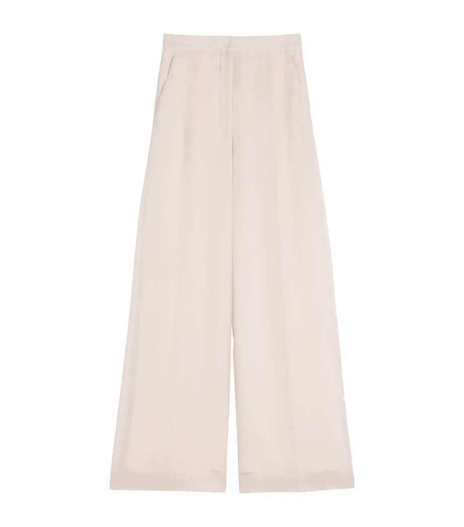 Max Mara Womens Silk Wide-Leg Trousers Powder Image 1
