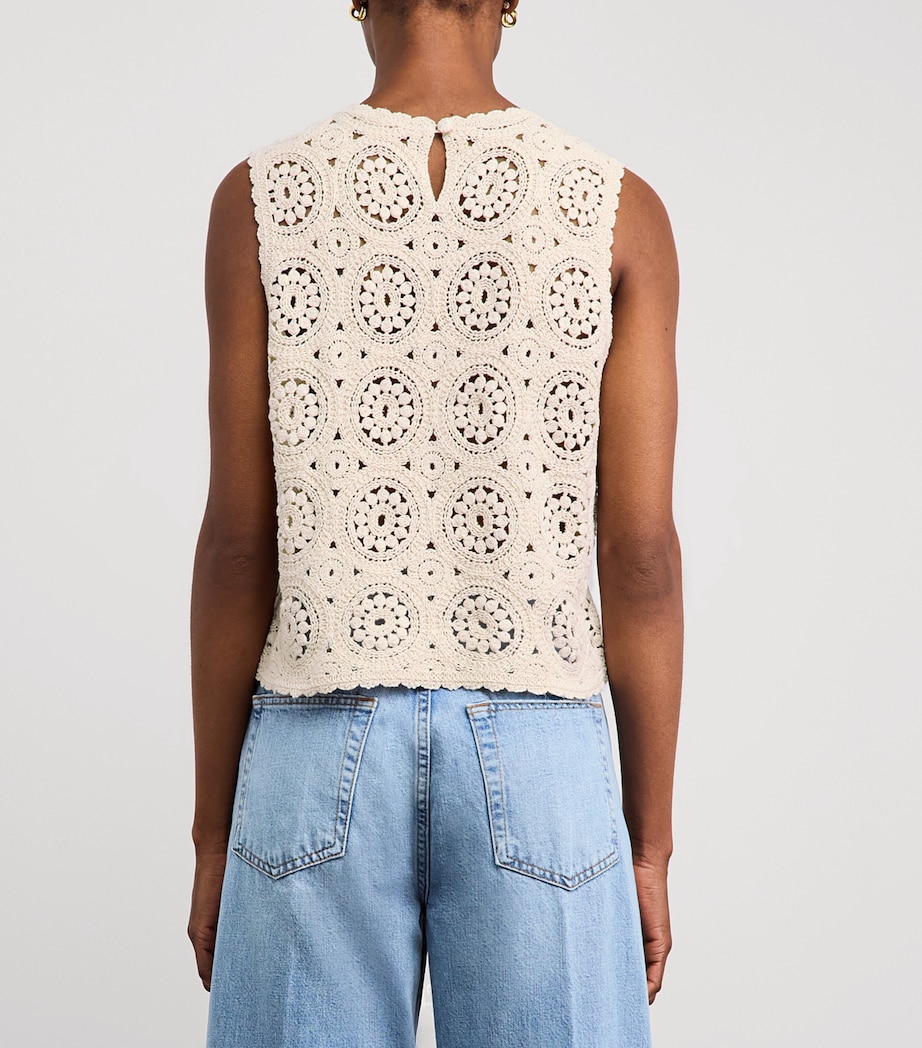 FRAME Womens Crochet Tank Top Crea Cream Image 5
