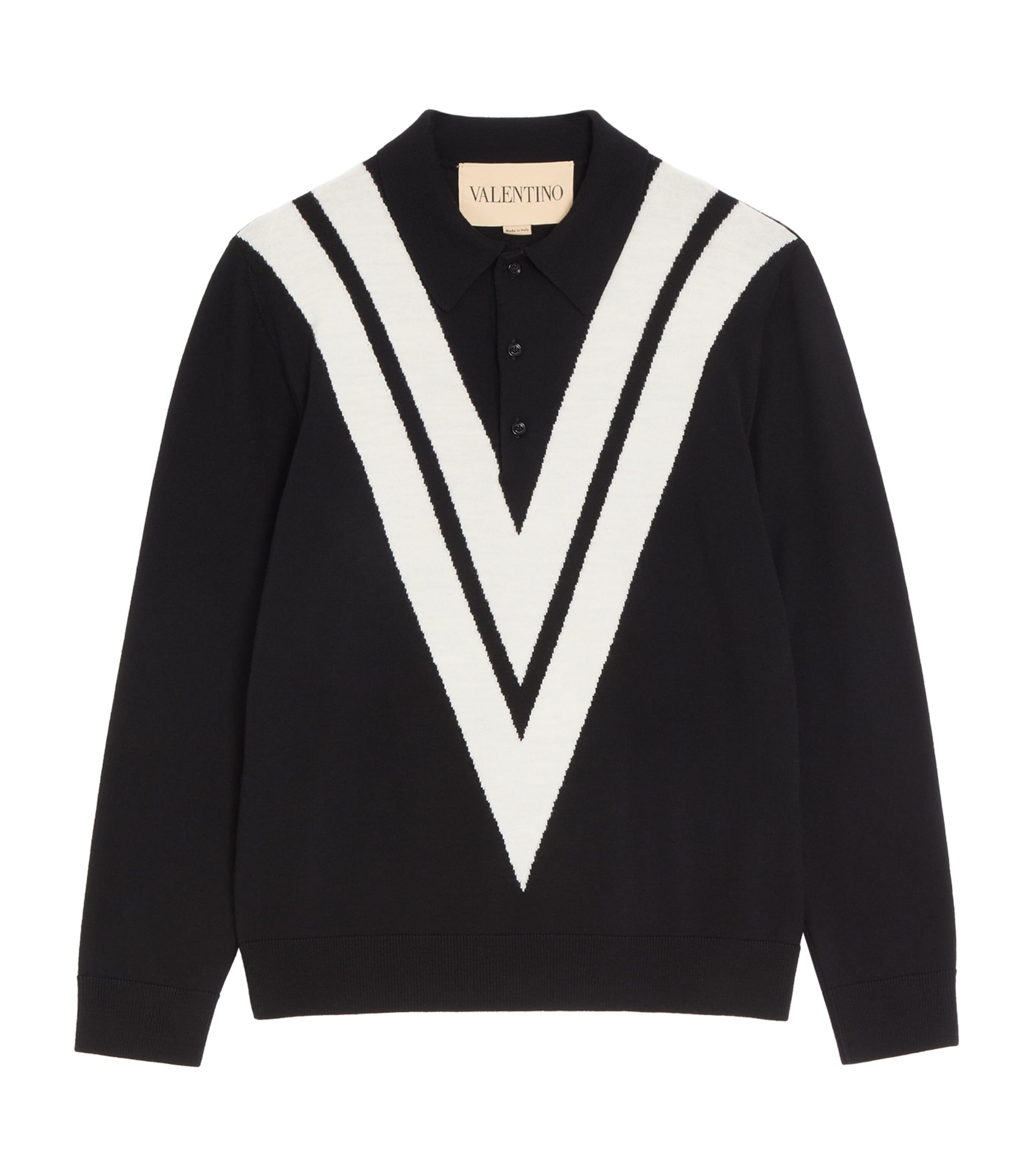 Valentino Garavani Mens Virgin Wool Logo Polo Shirt Image 1